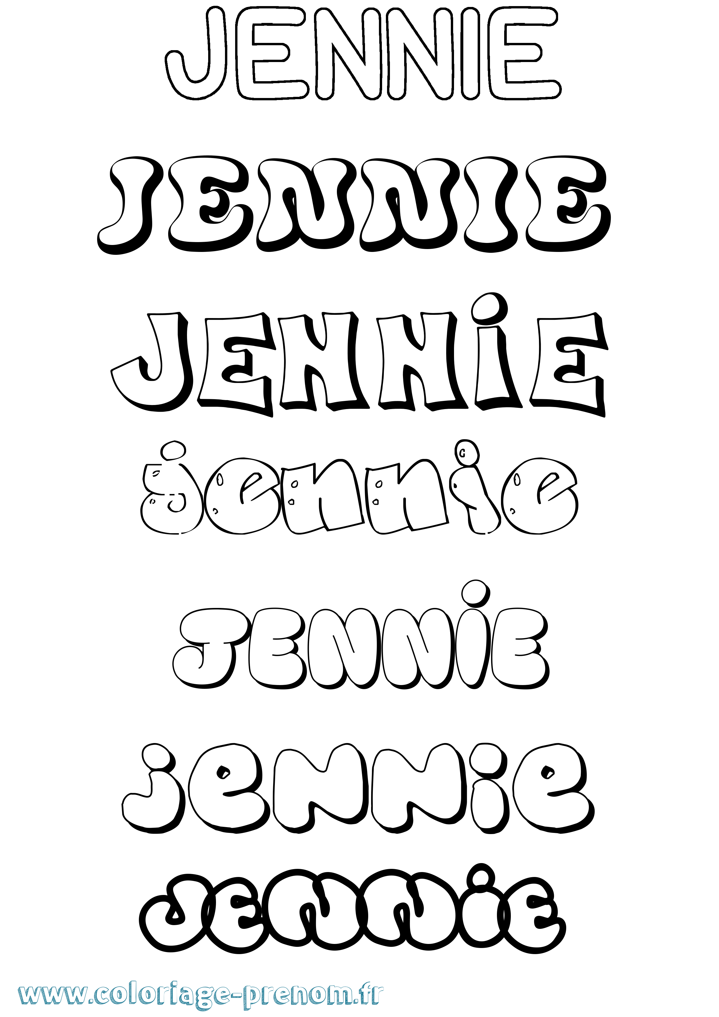 Coloriage Jennie Bubble Coloriage prénom Jennie Bubble