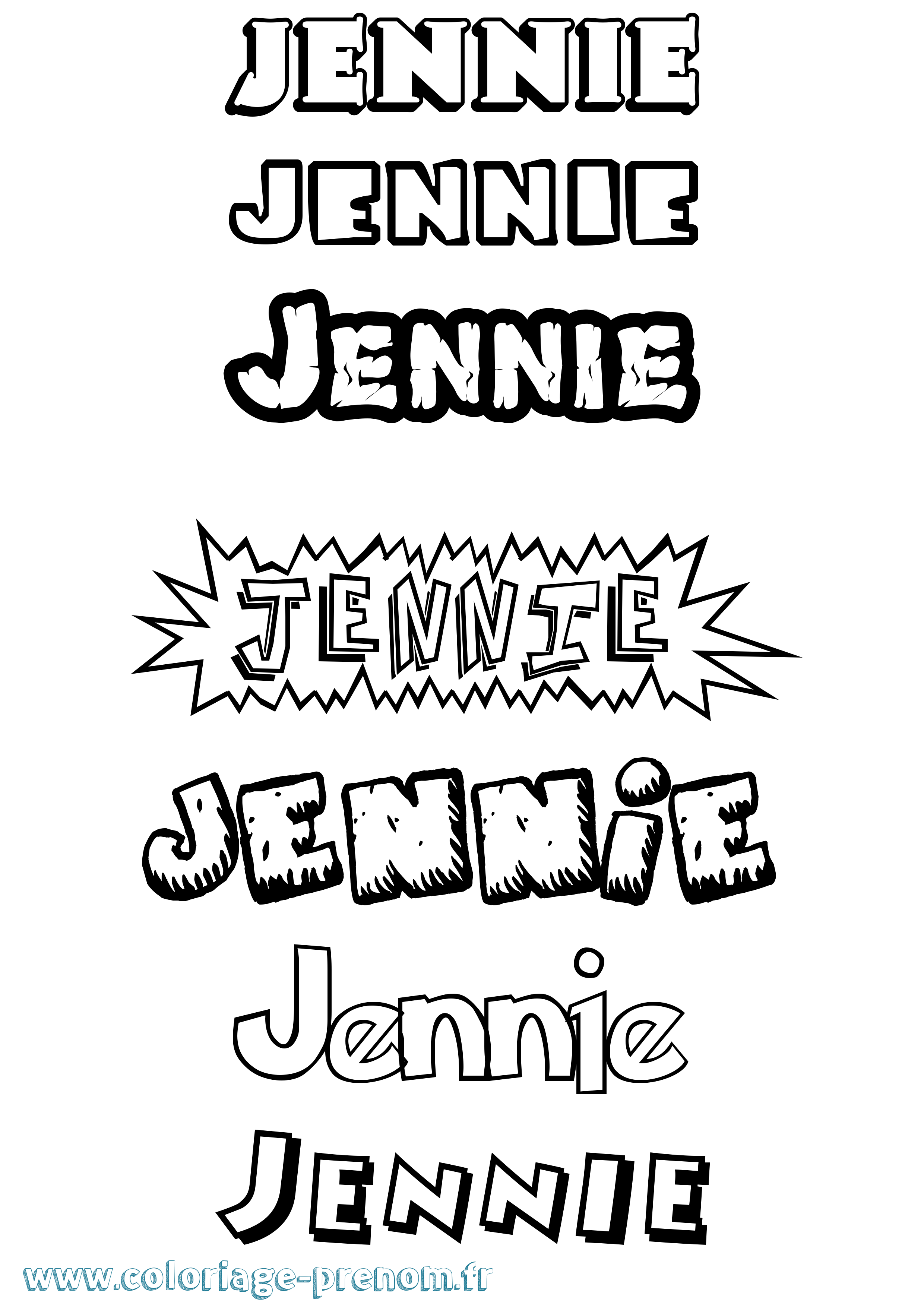 Coloriage Jennie Dessin Animé Coloriage prénom Jennie Dessin Animé