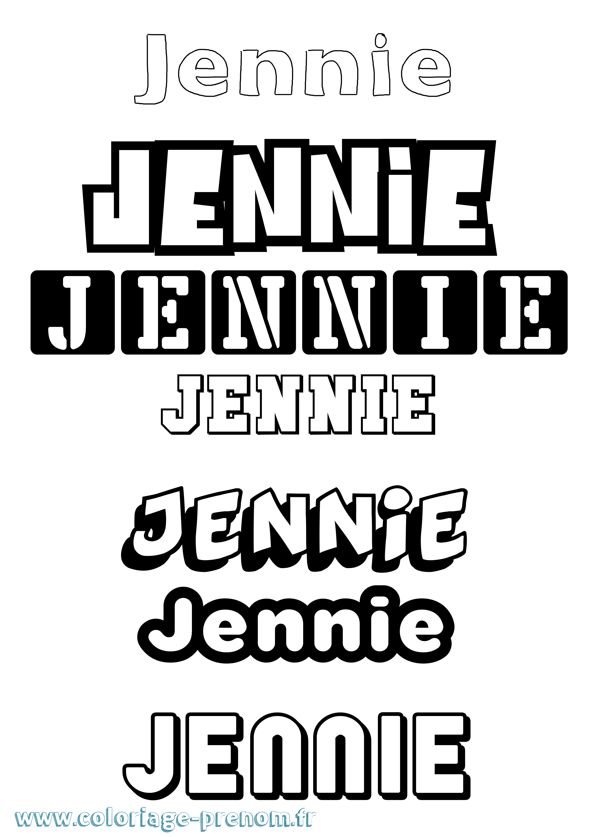 Coloriage Jennie Simple Coloriage prénom Jennie Simple