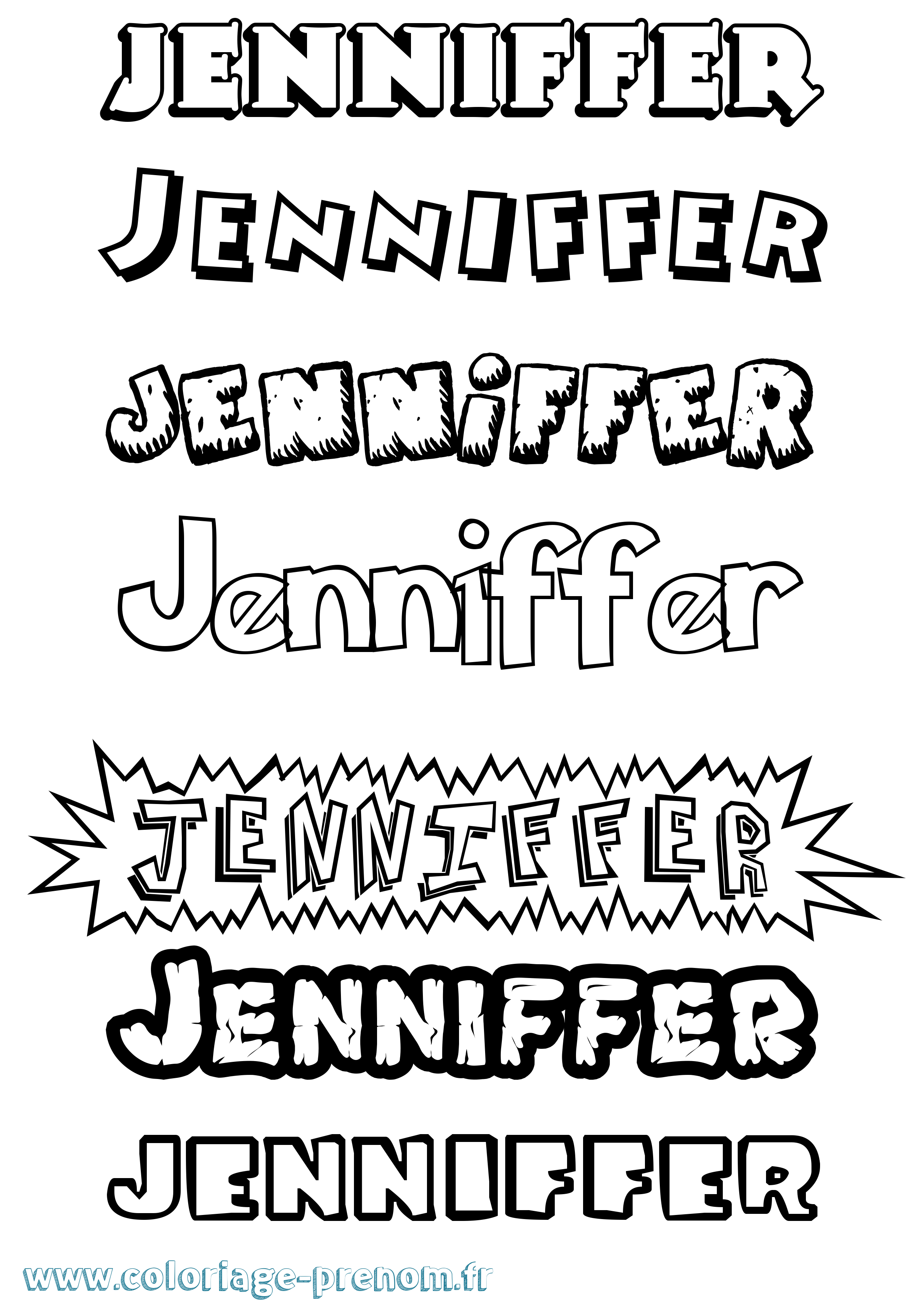Coloriage Jenniffer Dessin Animé Coloriage prénom Jenniffer Dessin Animé