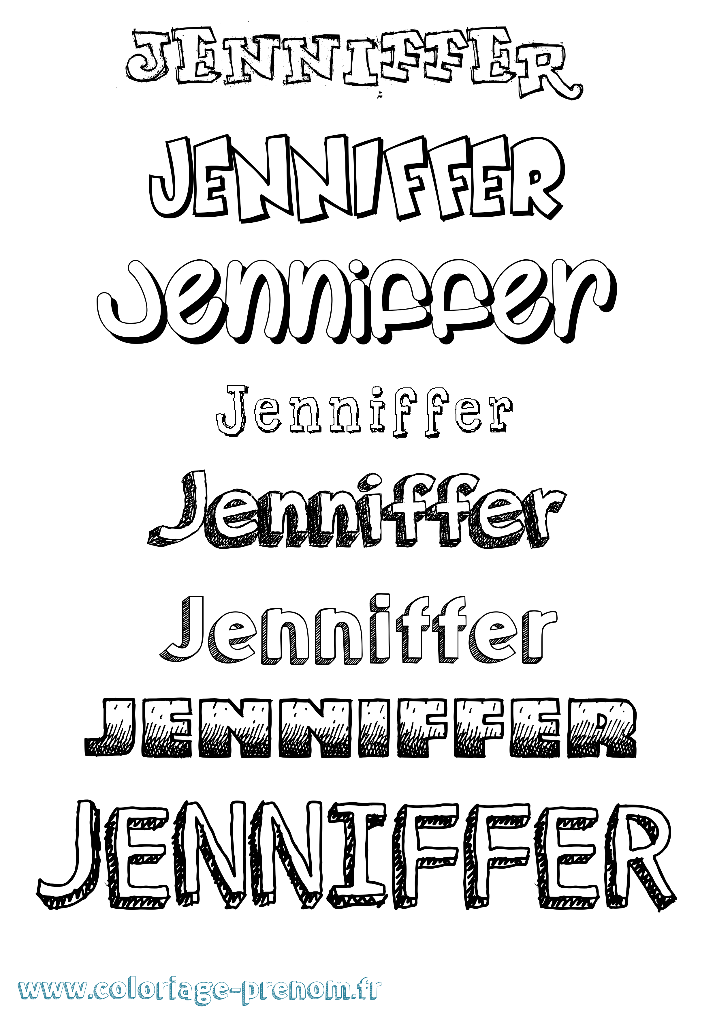 Coloriage Jenniffer Dessiné Coloriage prénom Jenniffer Dessiné
