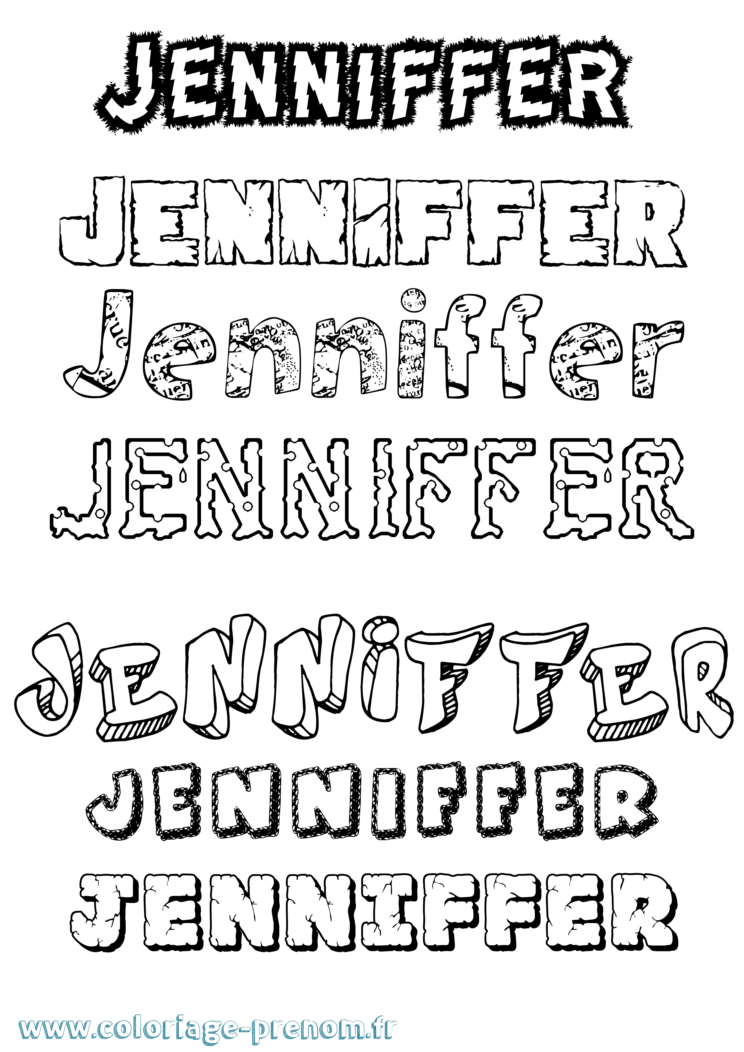 Coloriage Jenniffer Destructuré Coloriage prénom Jenniffer Destructuré