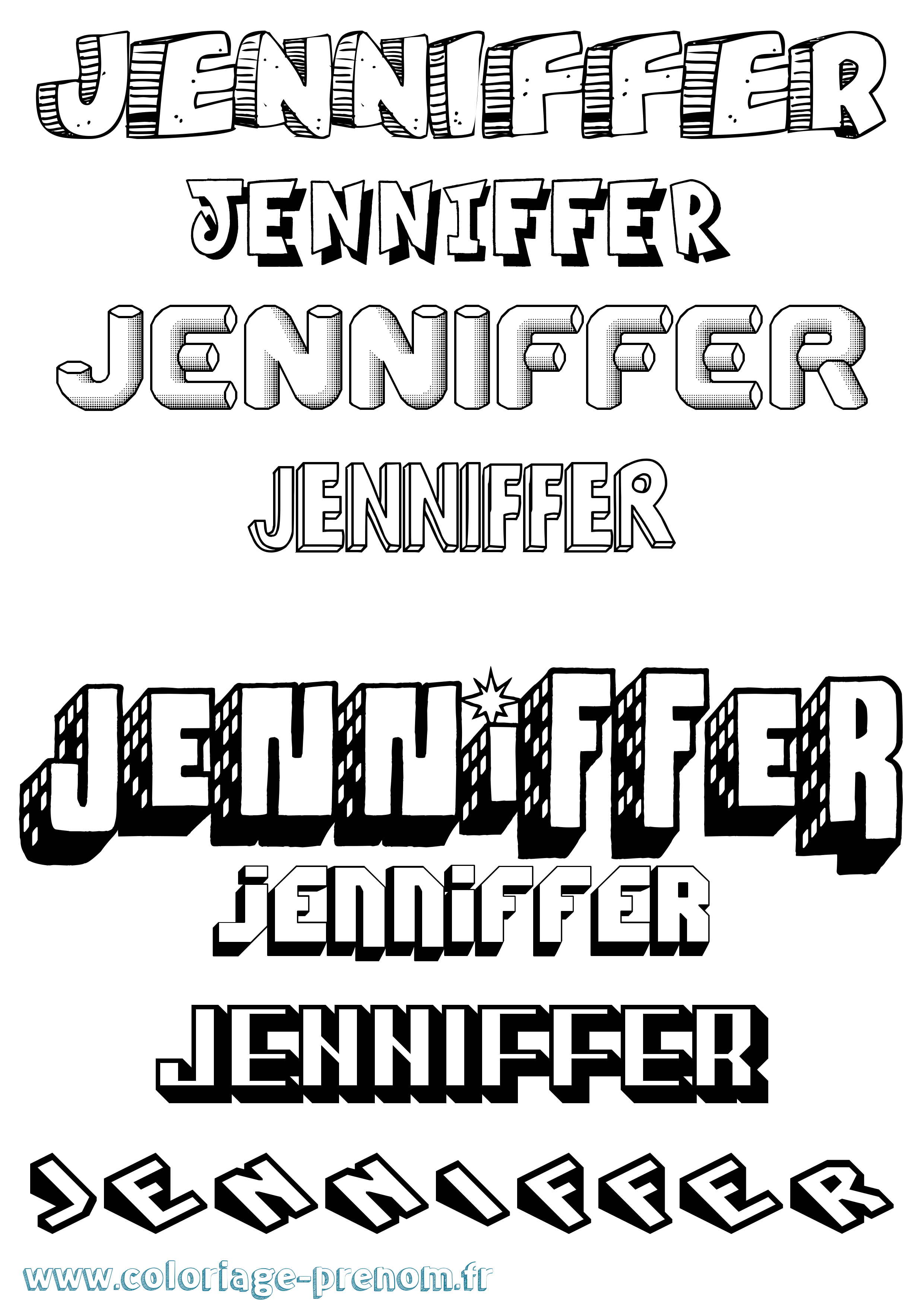 Coloriage Jenniffer Effet 3D Coloriage prénom Jenniffer Effet 3D