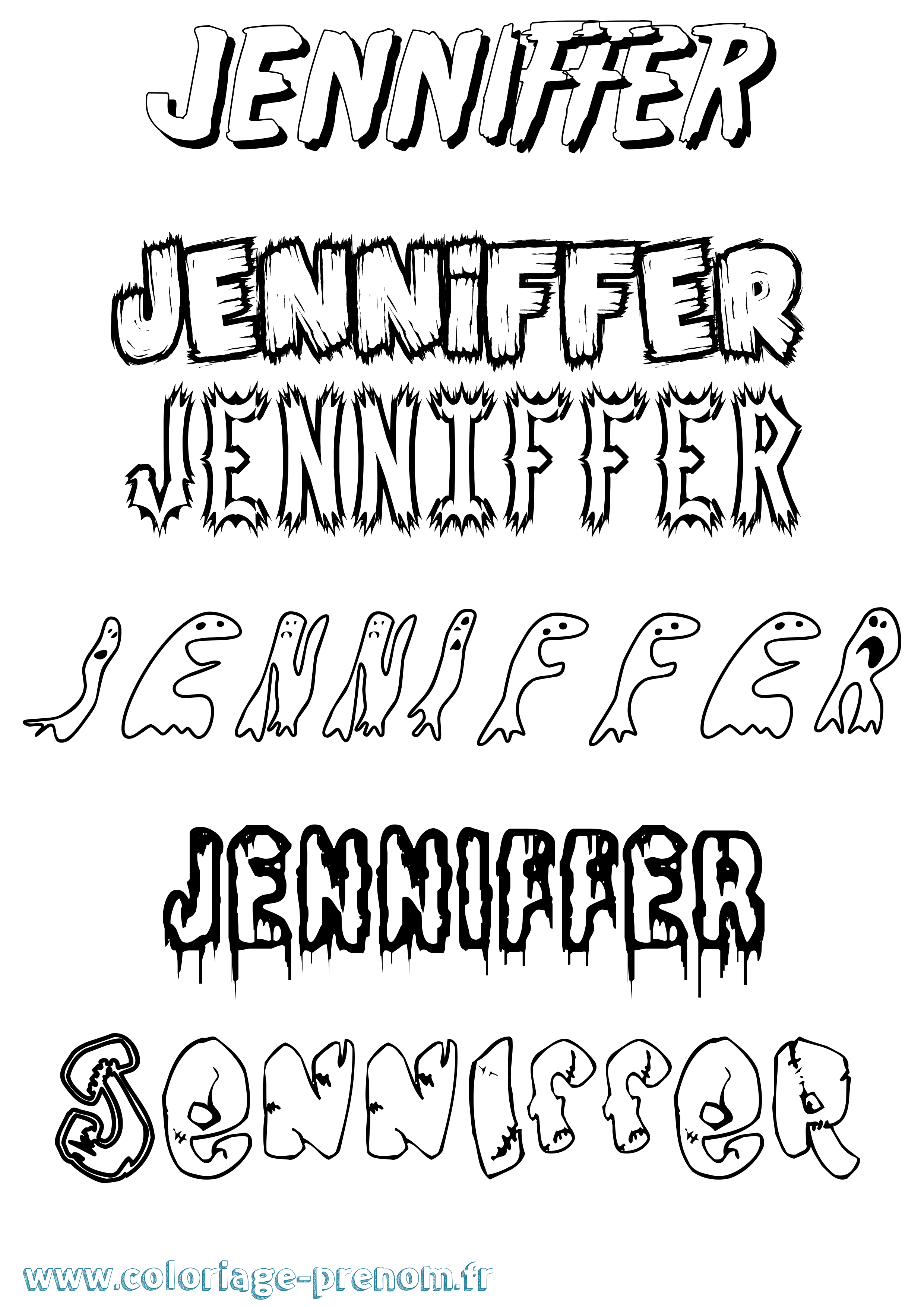 Coloriage Jenniffer Frisson Coloriage prénom Jenniffer Frisson