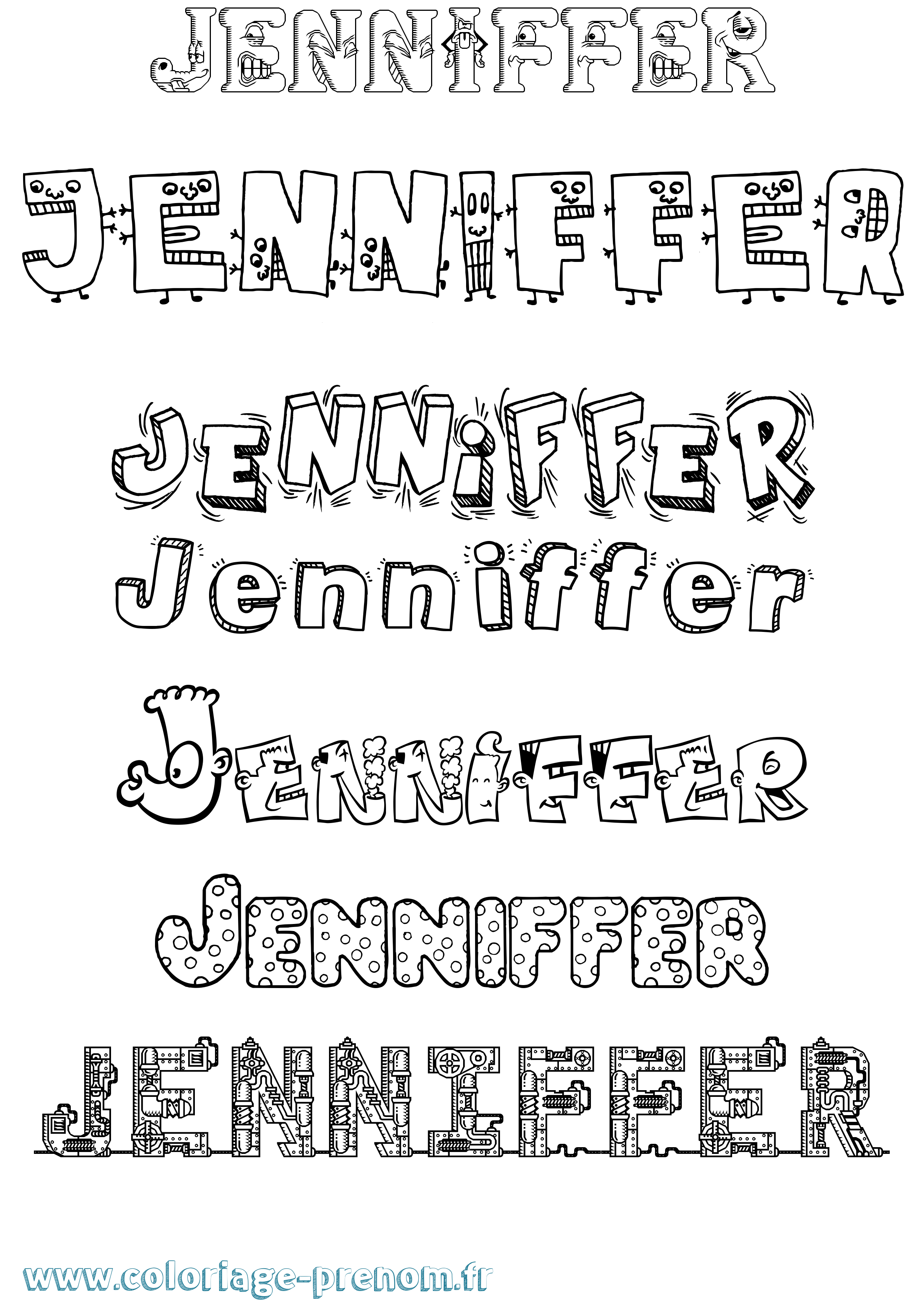 Coloriage Jenniffer Fun Coloriage prénom Jenniffer Fun
