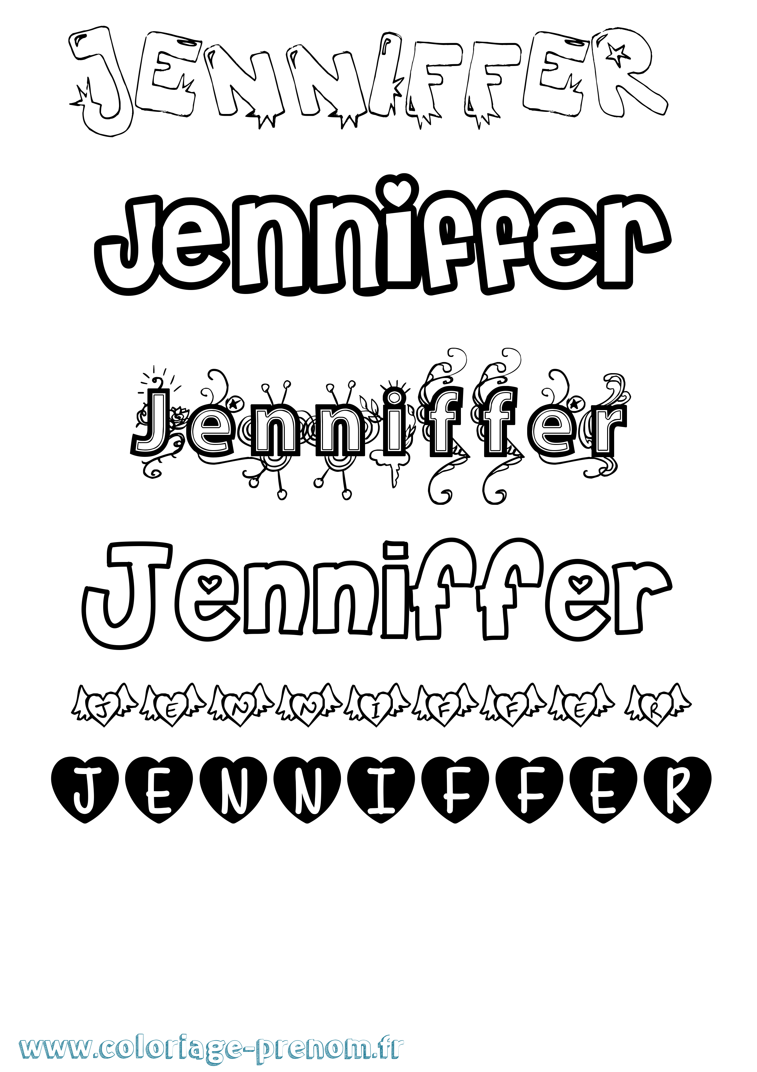 Coloriage Jenniffer Girly Coloriage prénom Jenniffer Girly