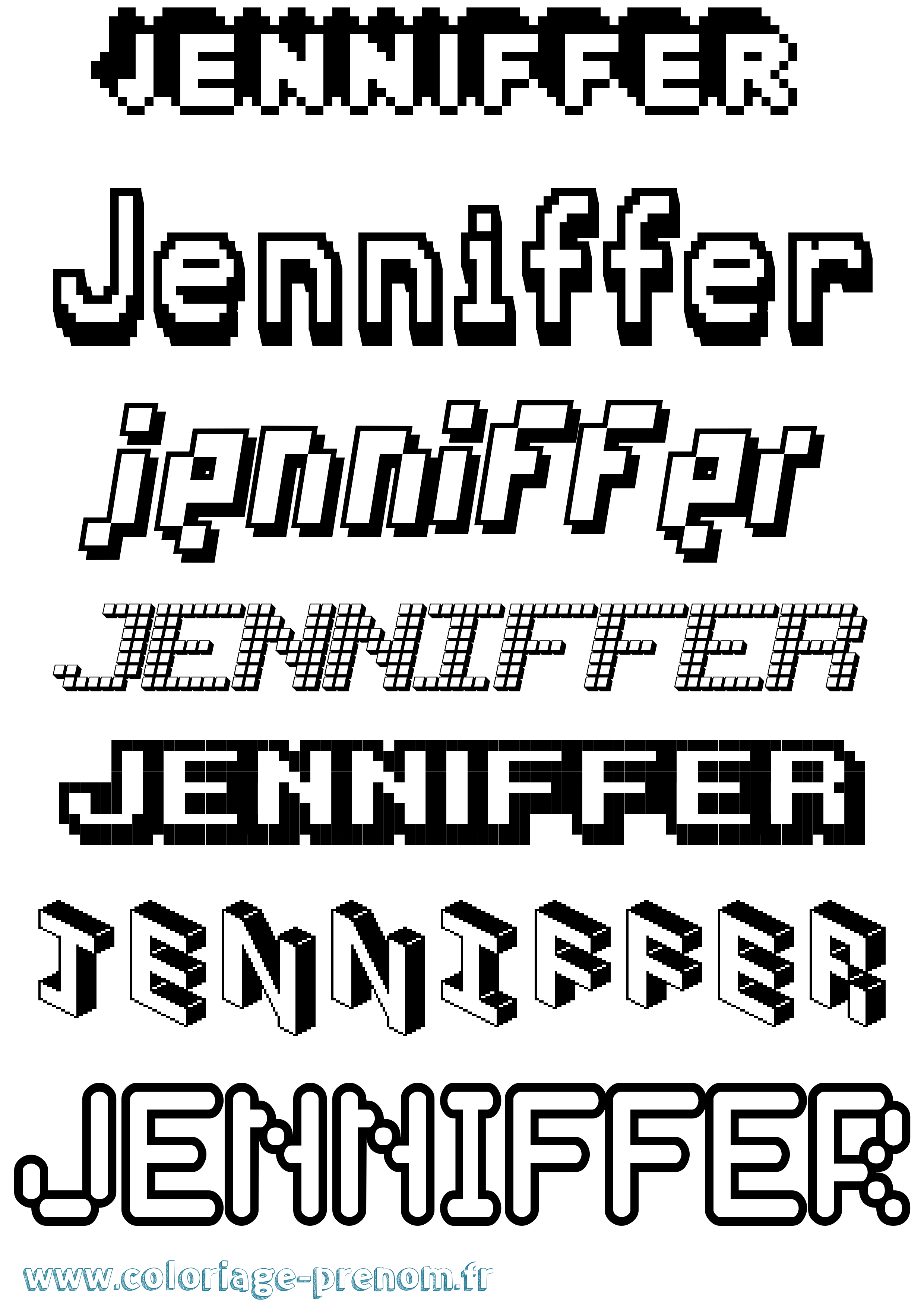 Coloriage Jenniffer Pixel Coloriage prénom Jenniffer Pixel
