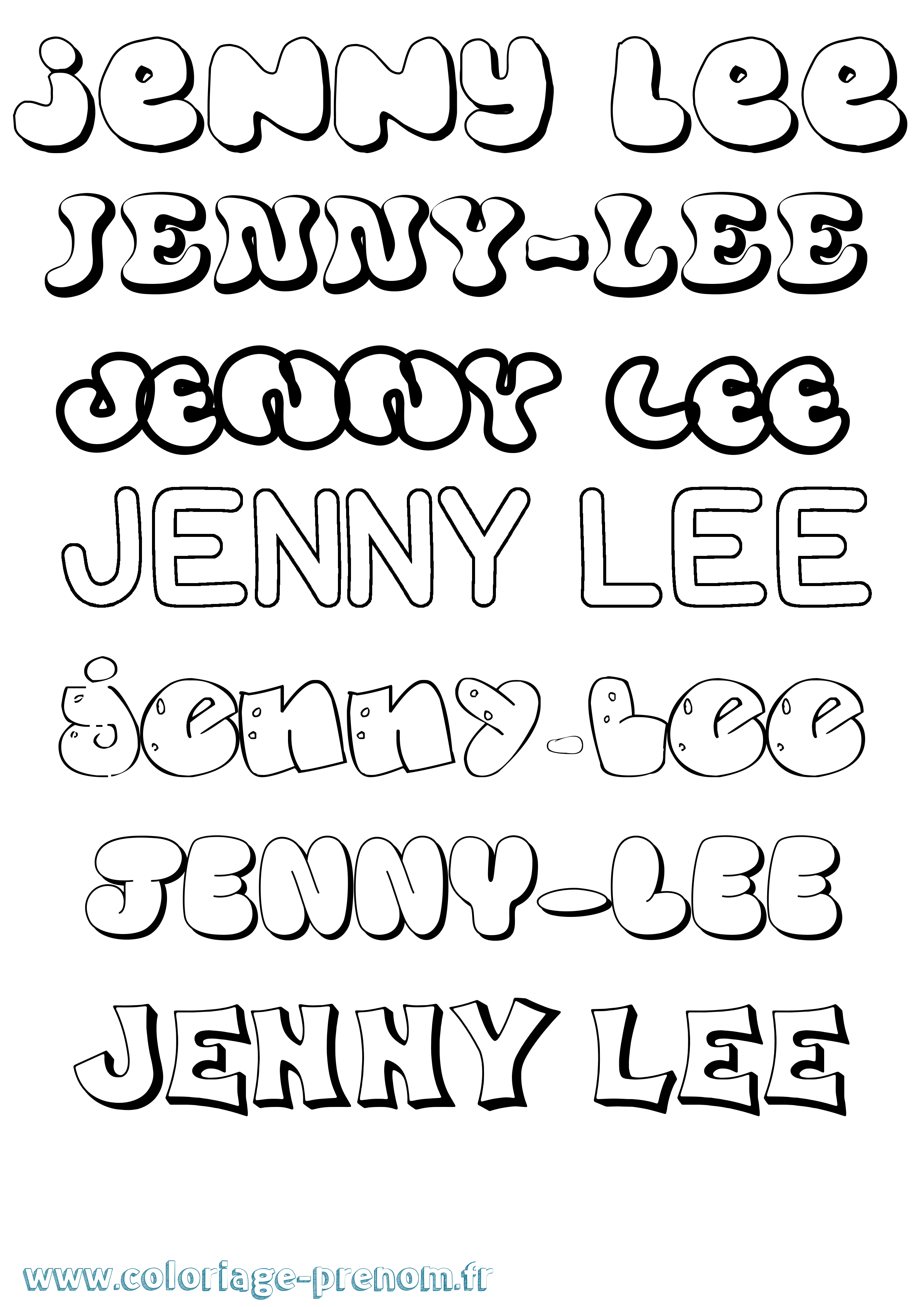 Coloriage Jenny-Lee Bubble Coloriage prénom Jenny-Lee Bubble