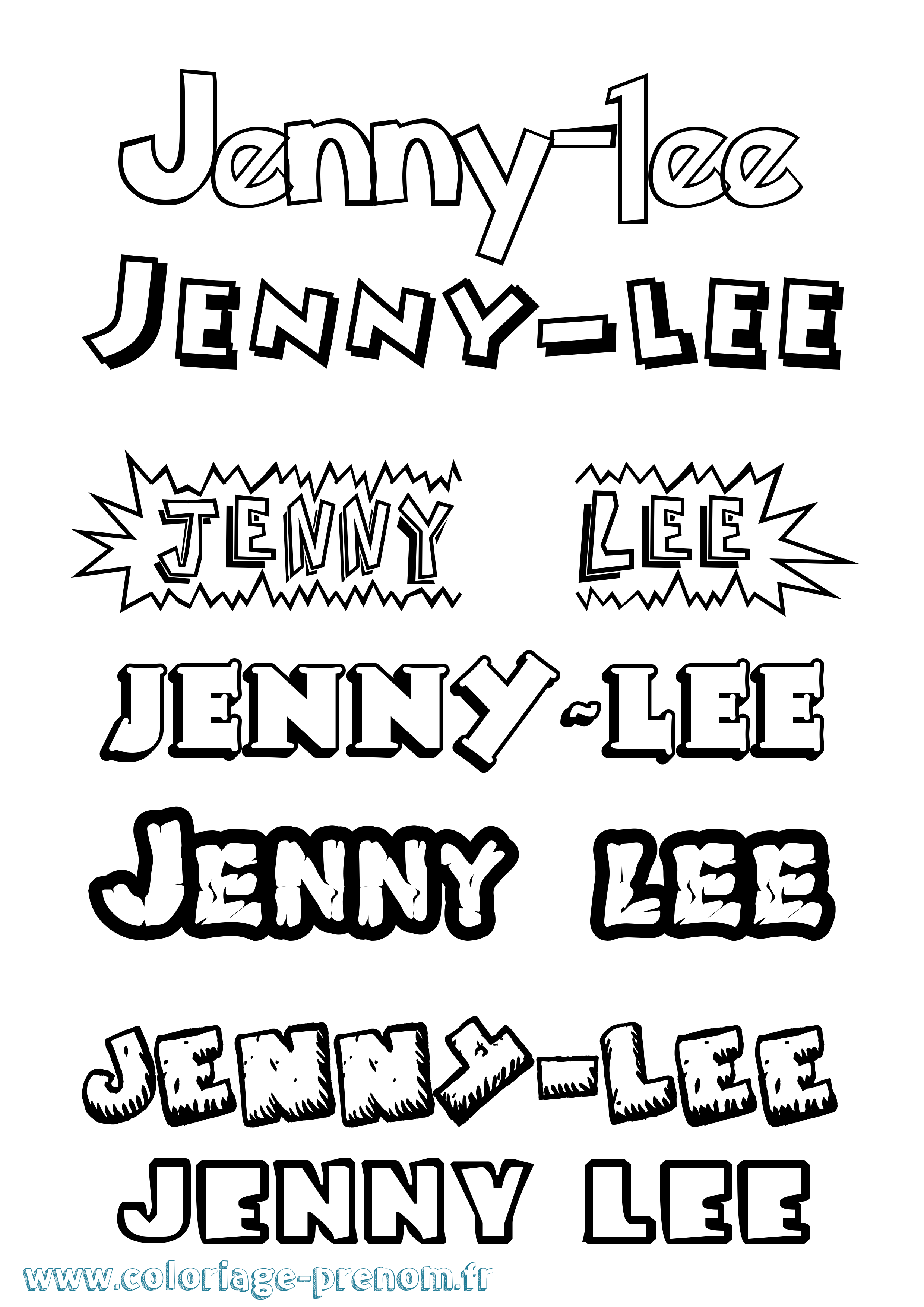 Coloriage Jenny-Lee Dessin Animé Coloriage prénom Jenny-Lee Dessin Animé