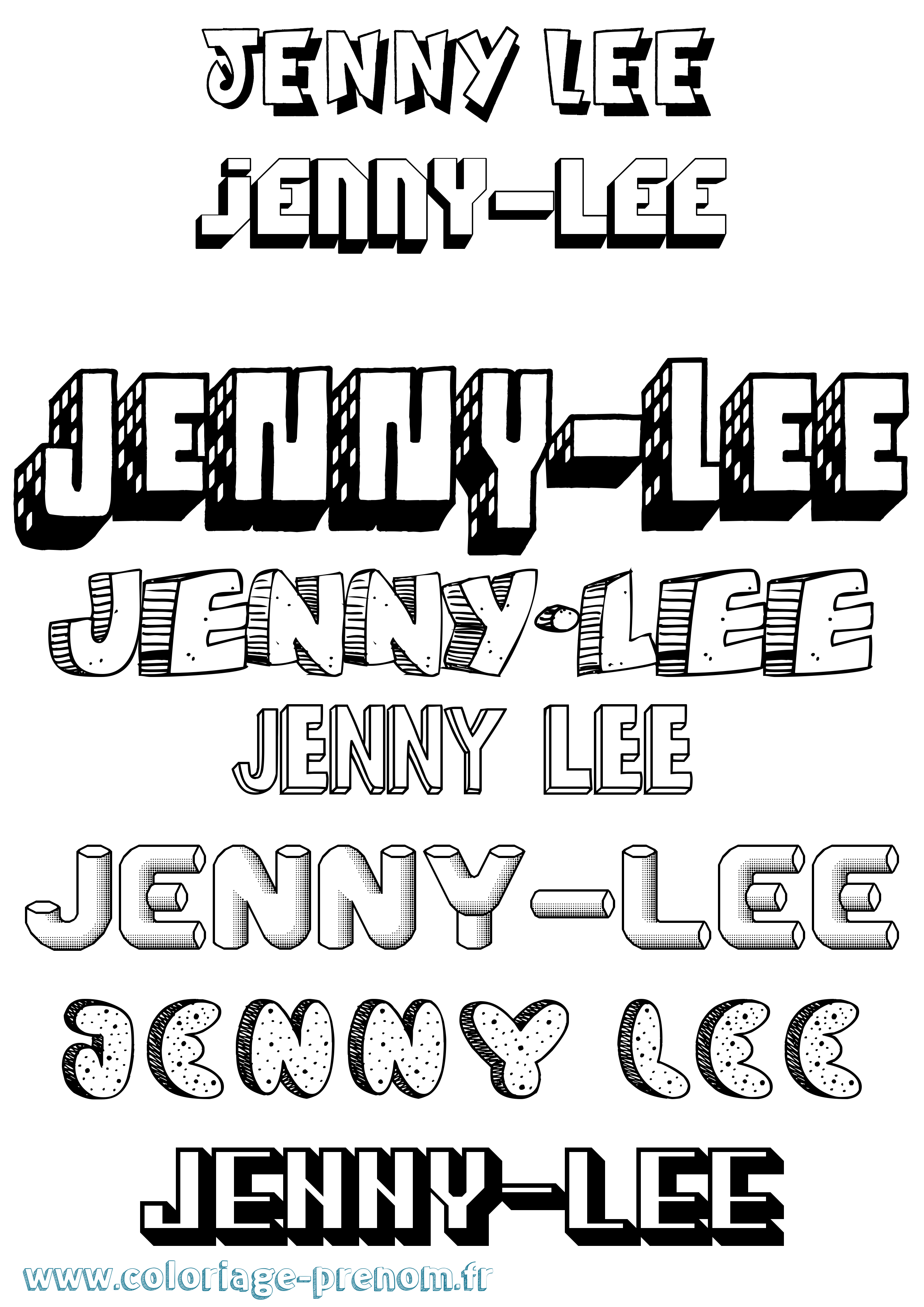 Coloriage Jenny-Lee Effet 3D Coloriage prénom Jenny-Lee Effet 3D