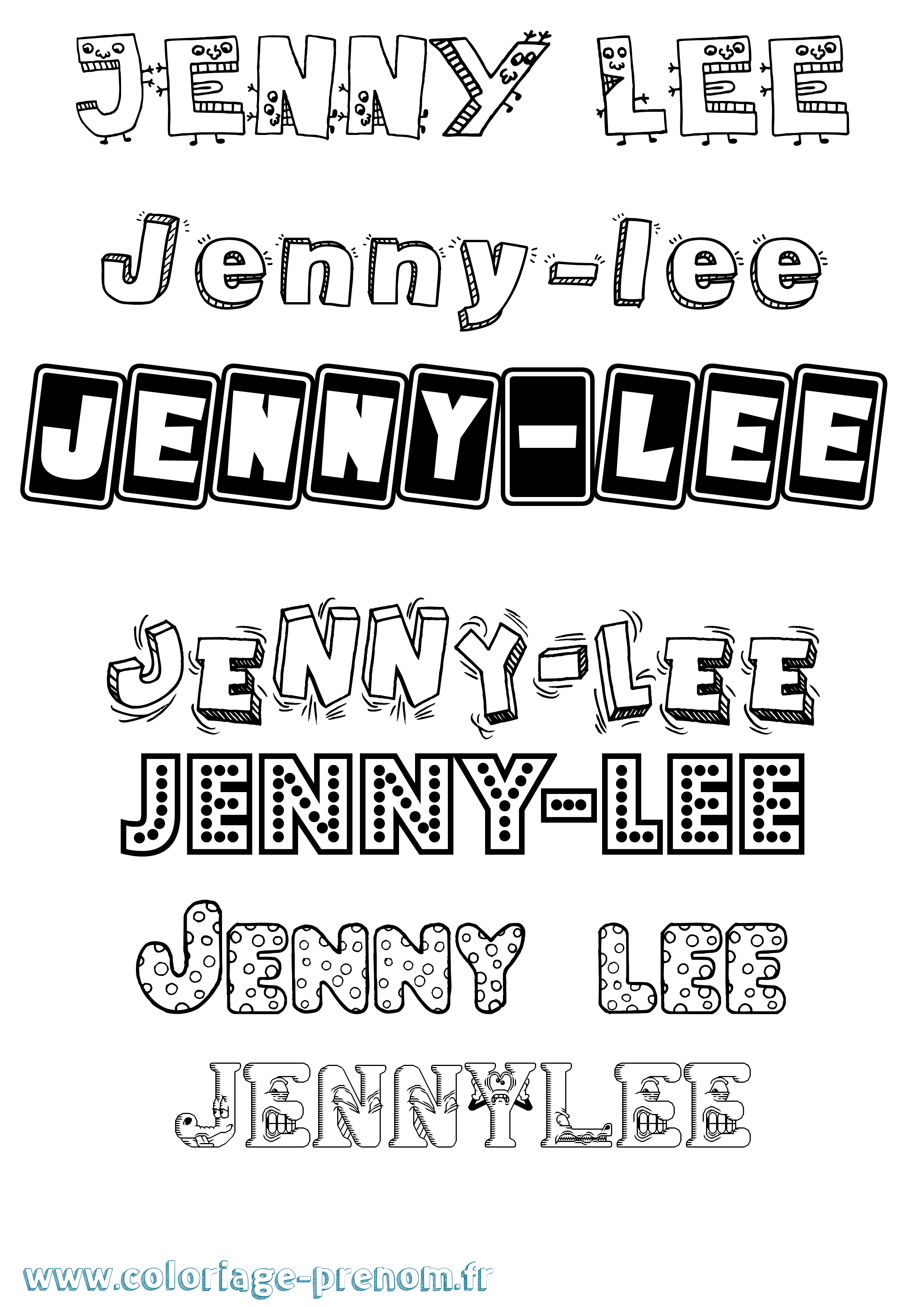 Coloriage Jenny-Lee Fun Coloriage prénom Jenny-Lee Fun