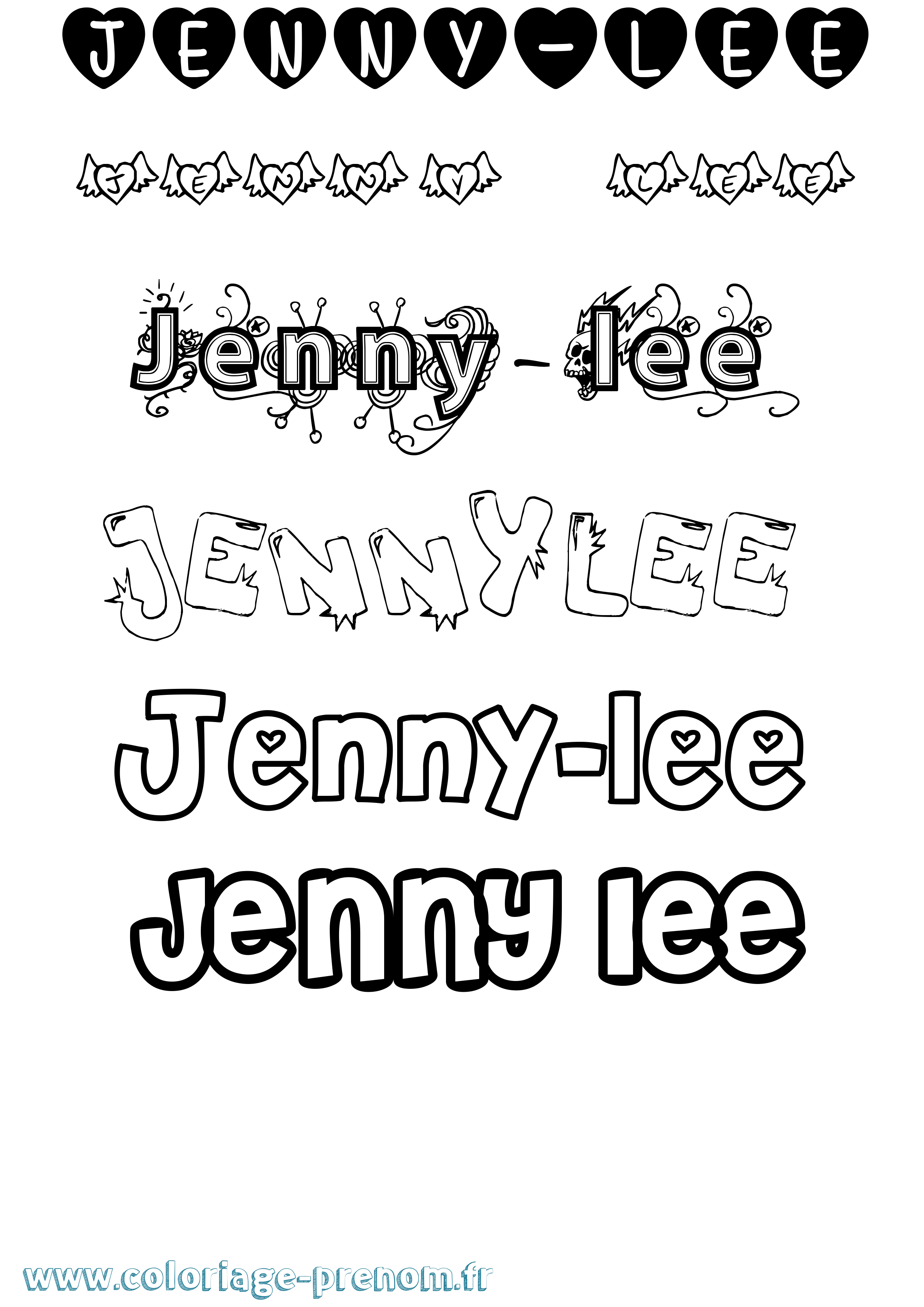 Coloriage Jenny-Lee Girly Coloriage prénom Jenny-Lee Girly