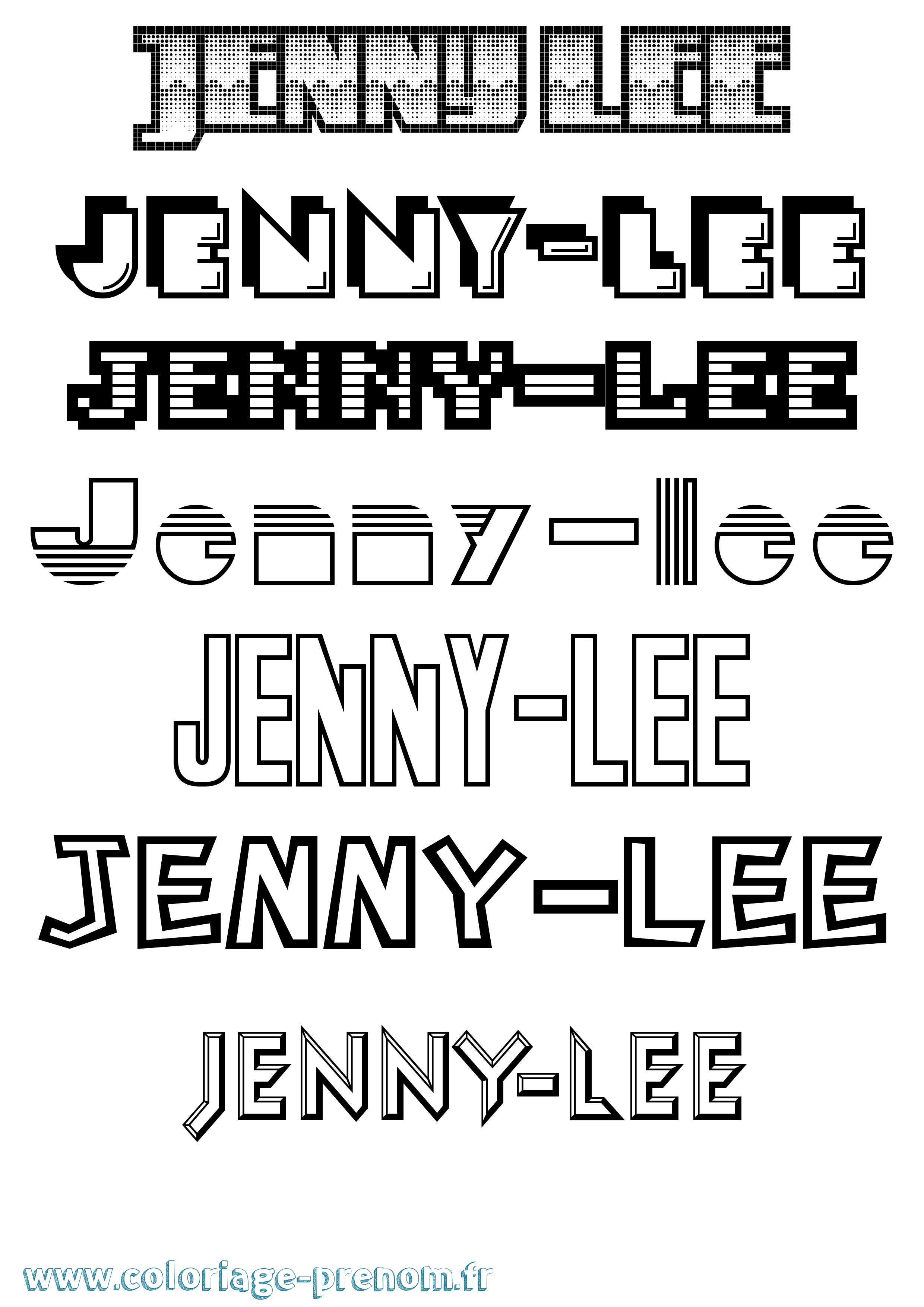 Coloriage Jenny-Lee Jeux Vidéos Coloriage prénom Jenny-Lee Jeux Vidéos