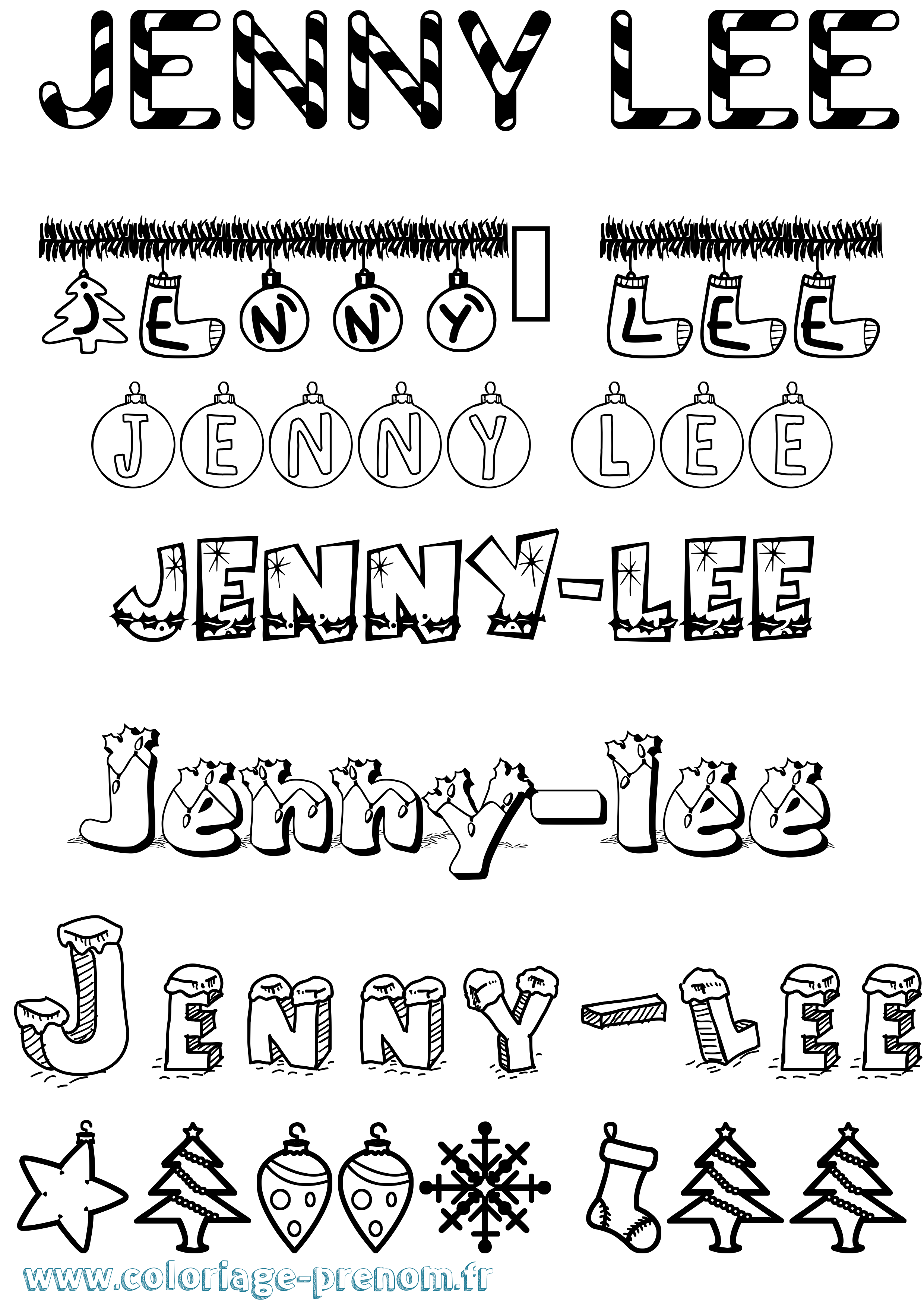 Coloriage Jenny-Lee Noël Coloriage prénom Jenny-Lee Noël
