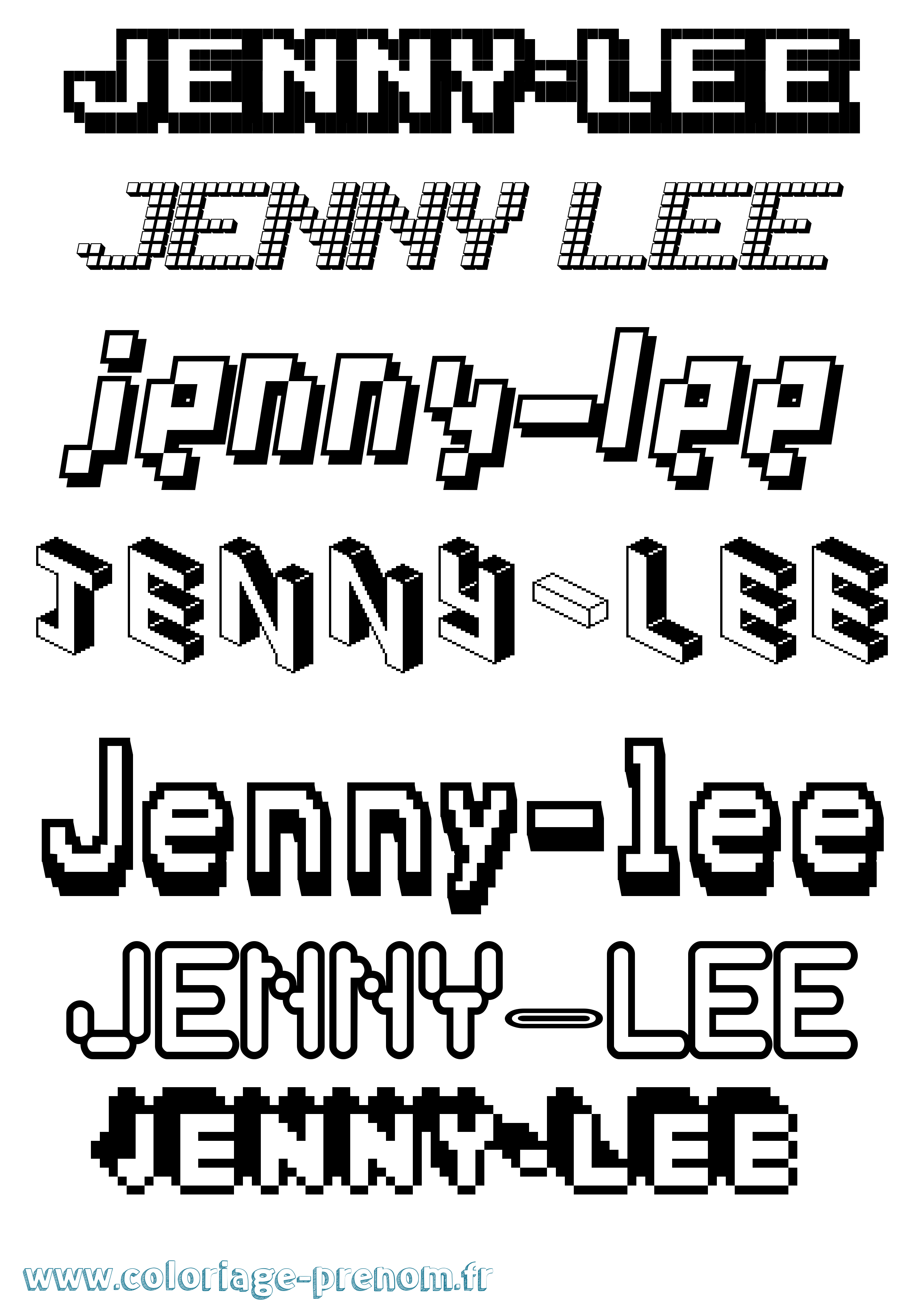 Coloriage Jenny-Lee Pixel Coloriage prénom Jenny-Lee Pixel