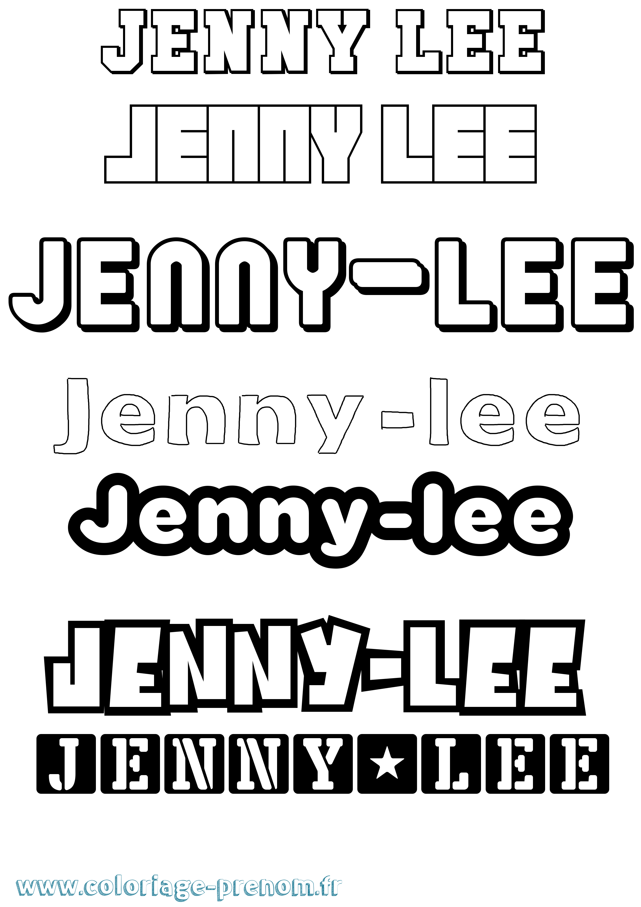 Coloriage Jenny-Lee Simple Coloriage prénom Jenny-Lee Simple