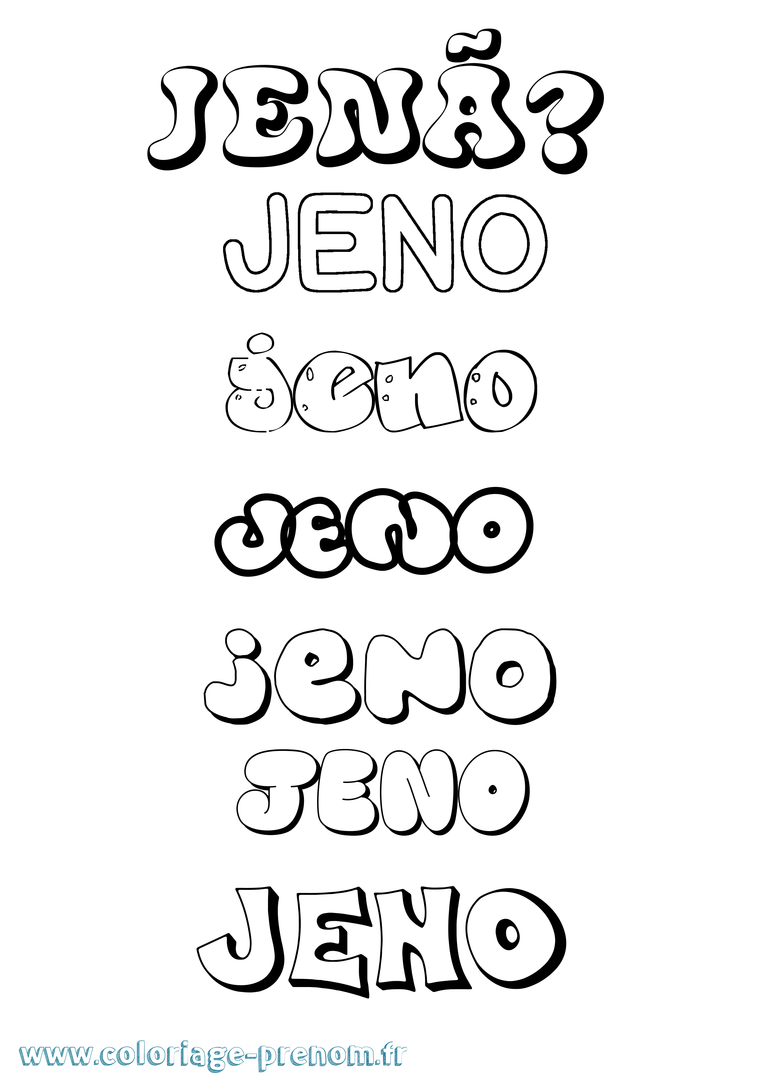 Coloriage Jenõ Bubble Coloriage prénom Jenõ Bubble