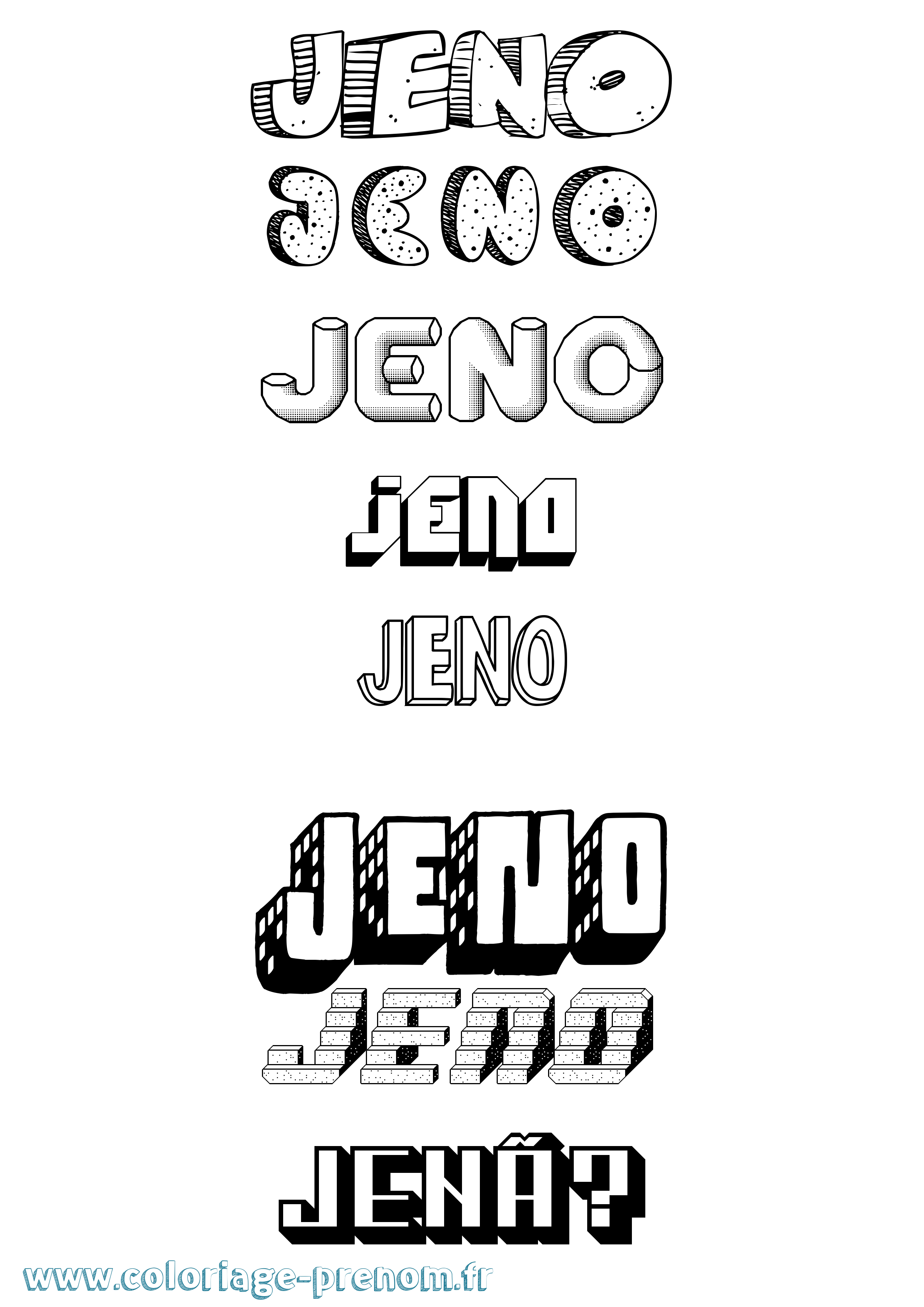 Coloriage Jenõ Effet 3D Coloriage prénom Jenõ Effet 3D