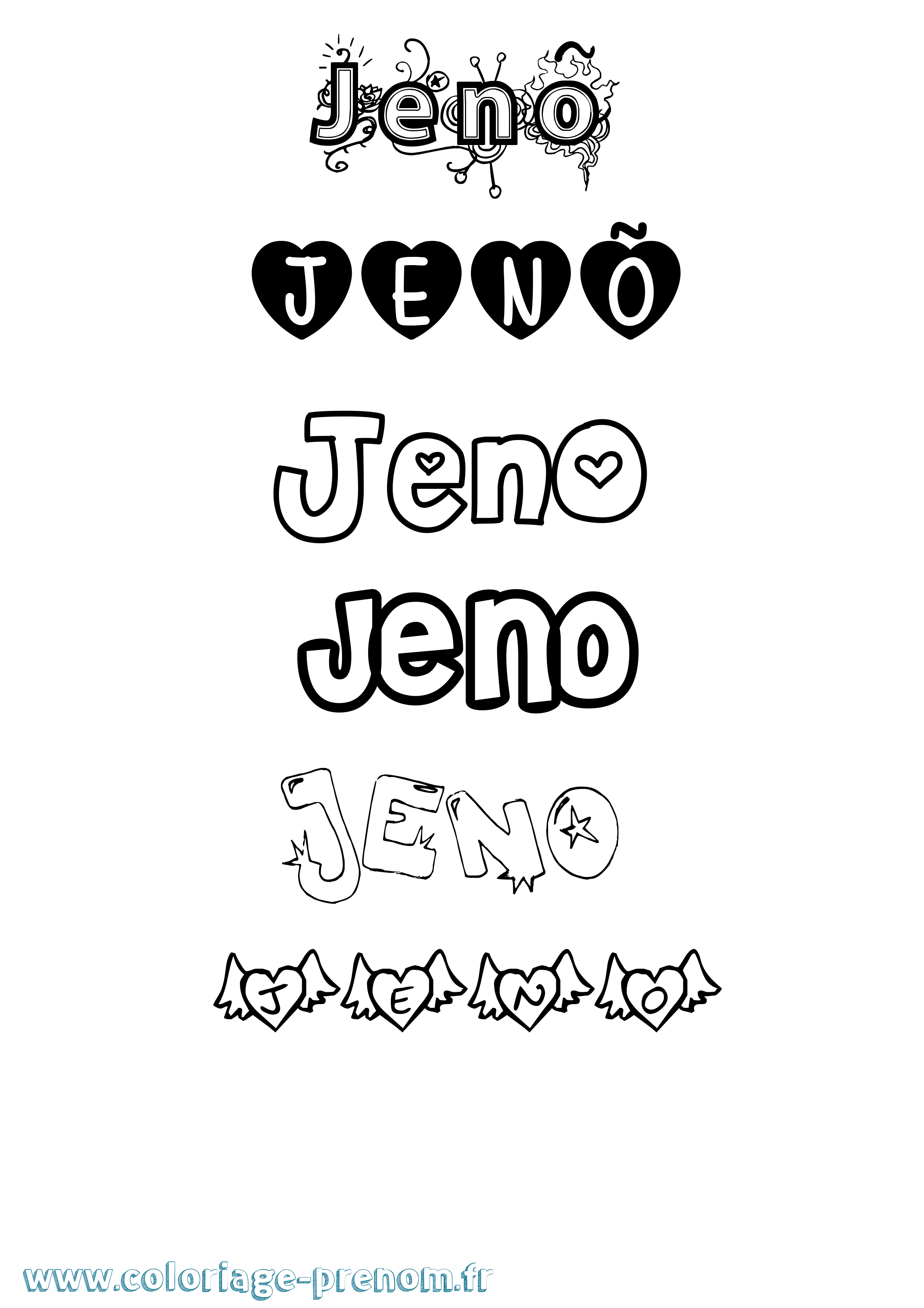 Coloriage Jenõ Girly Coloriage prénom Jenõ Girly