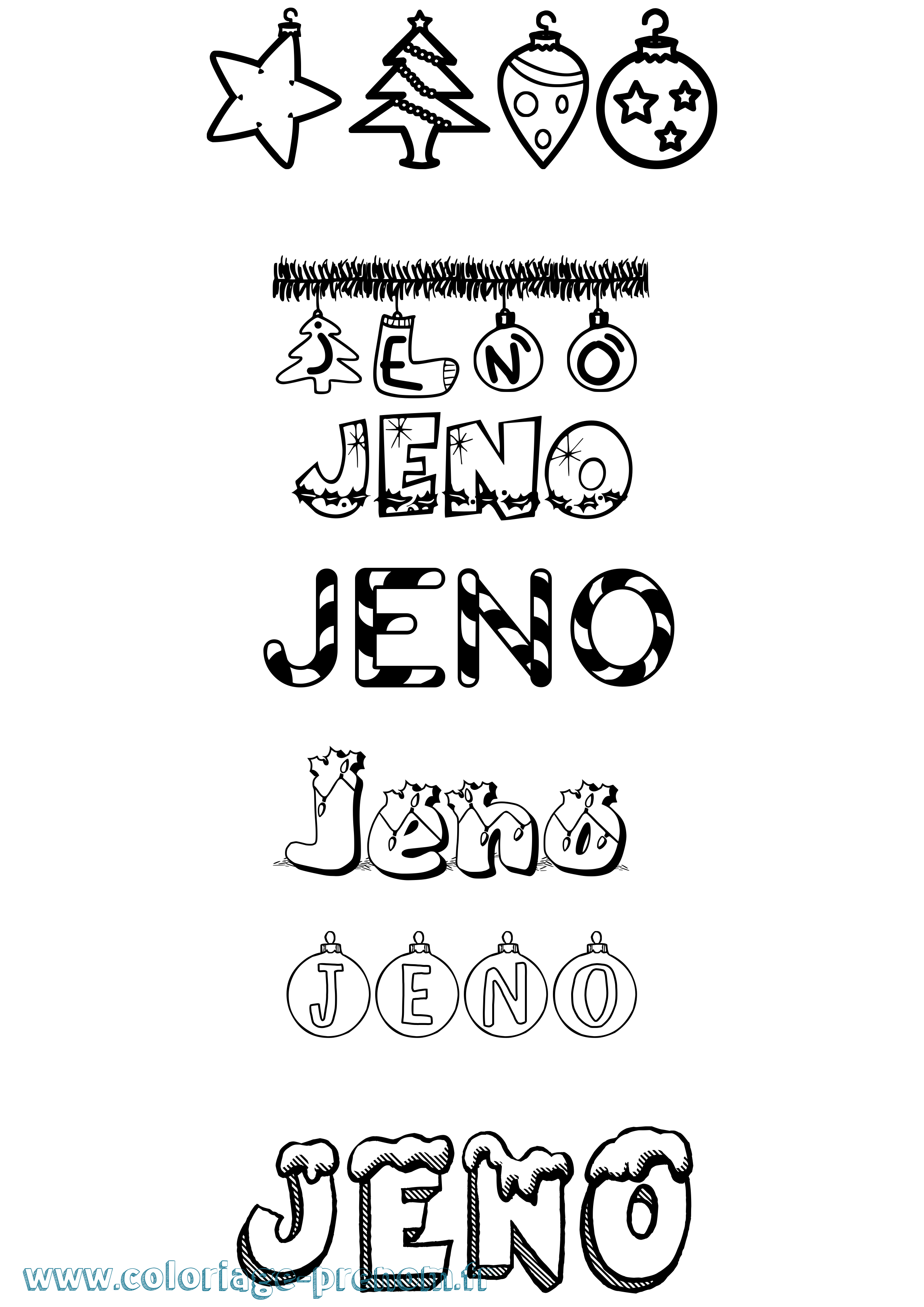 Coloriage Jenõ Noël Coloriage prénom Jenõ Noël