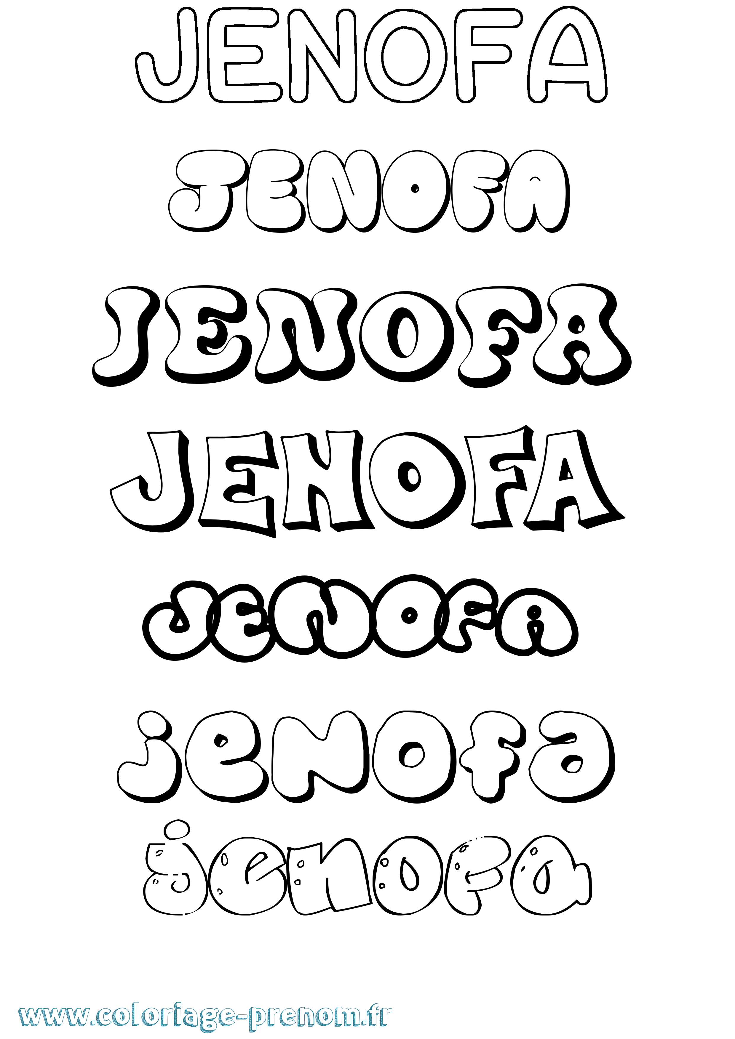 Coloriage Jenofa Bubble Coloriage prénom Jenofa Bubble