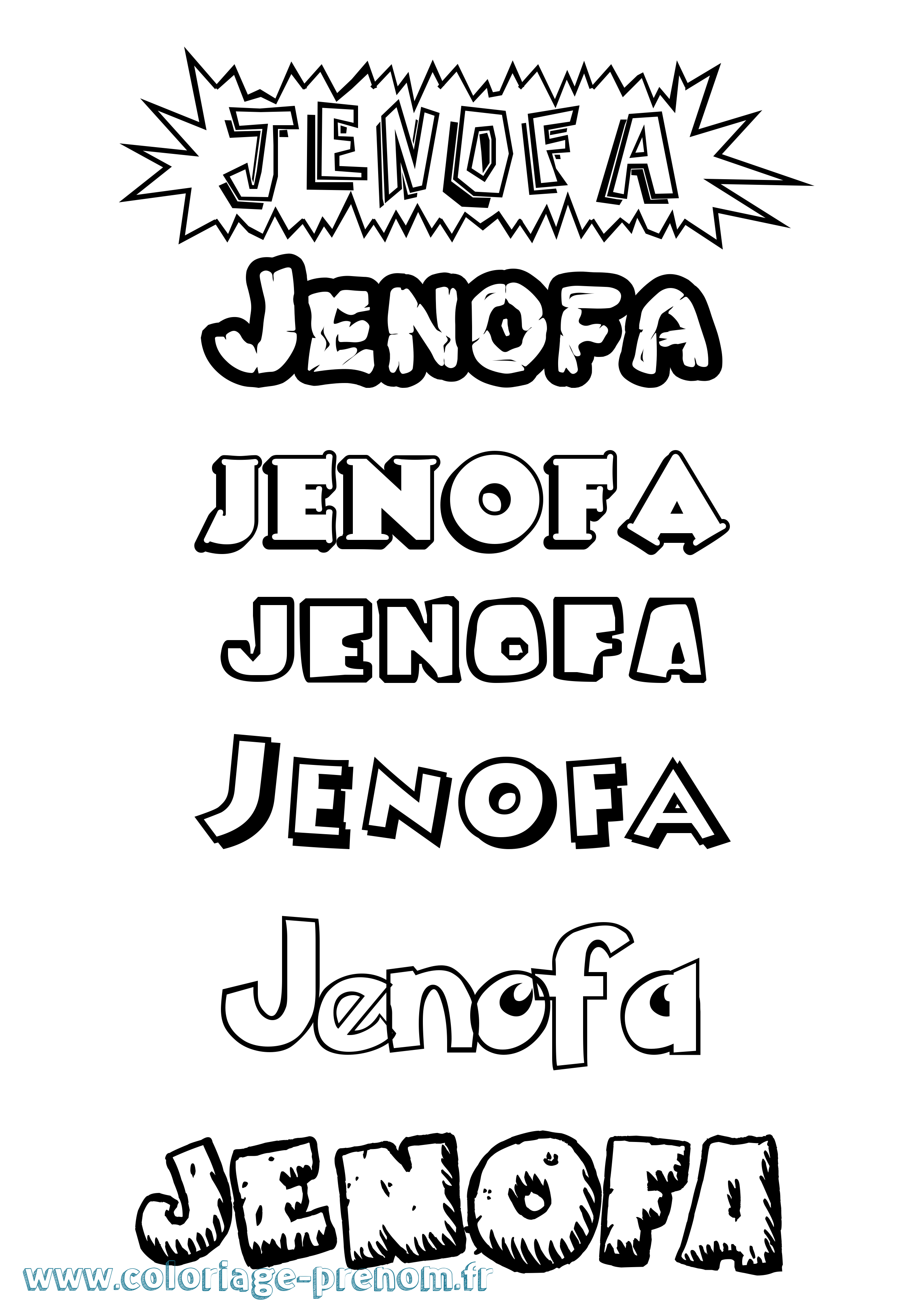 Coloriage Jenofa Dessin Animé Coloriage prénom Jenofa Dessin Animé