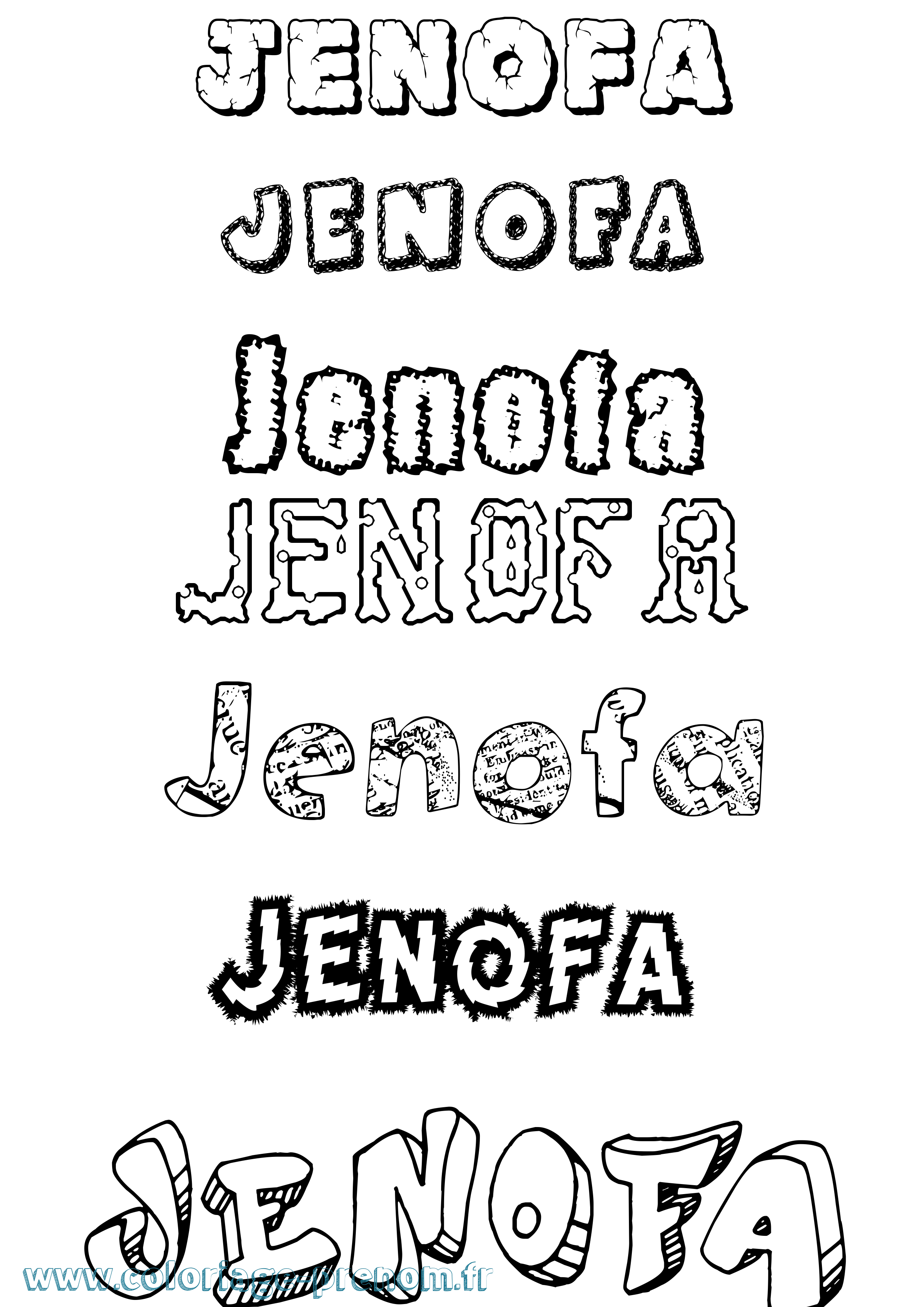 Coloriage Jenofa Destructuré Coloriage prénom Jenofa Destructuré