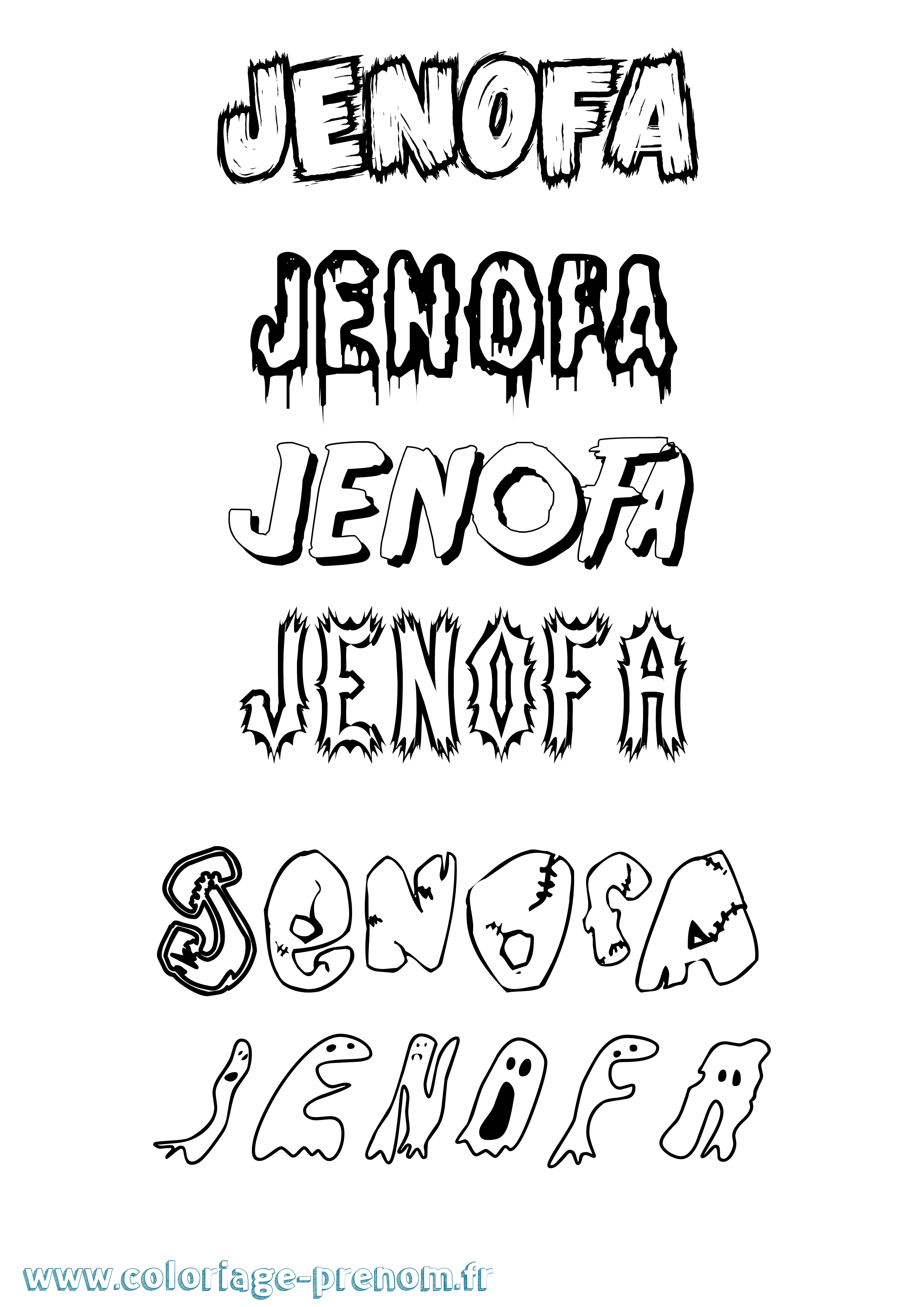 Coloriage Jenofa Frisson Coloriage prénom Jenofa Frisson