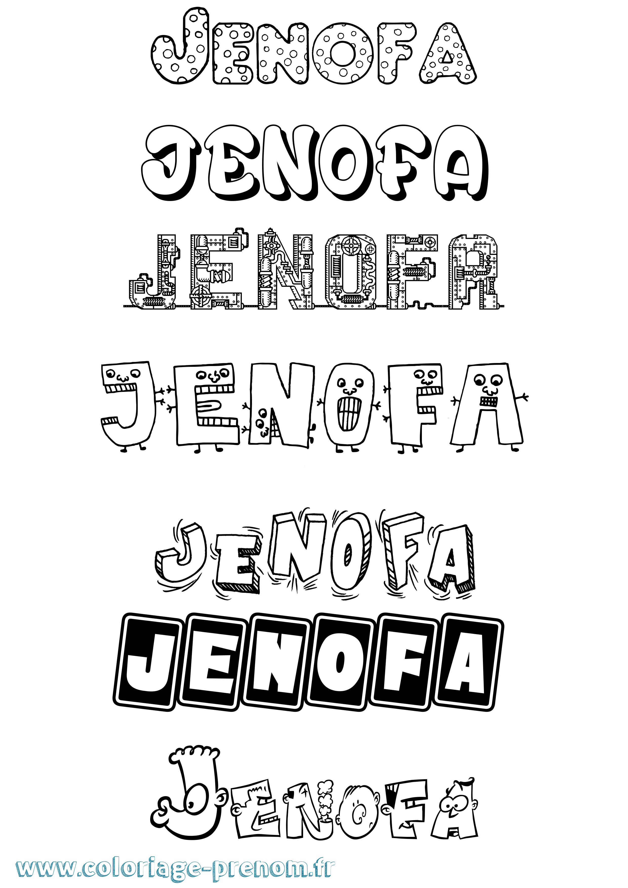 Coloriage Jenofa Fun Coloriage prénom Jenofa Fun