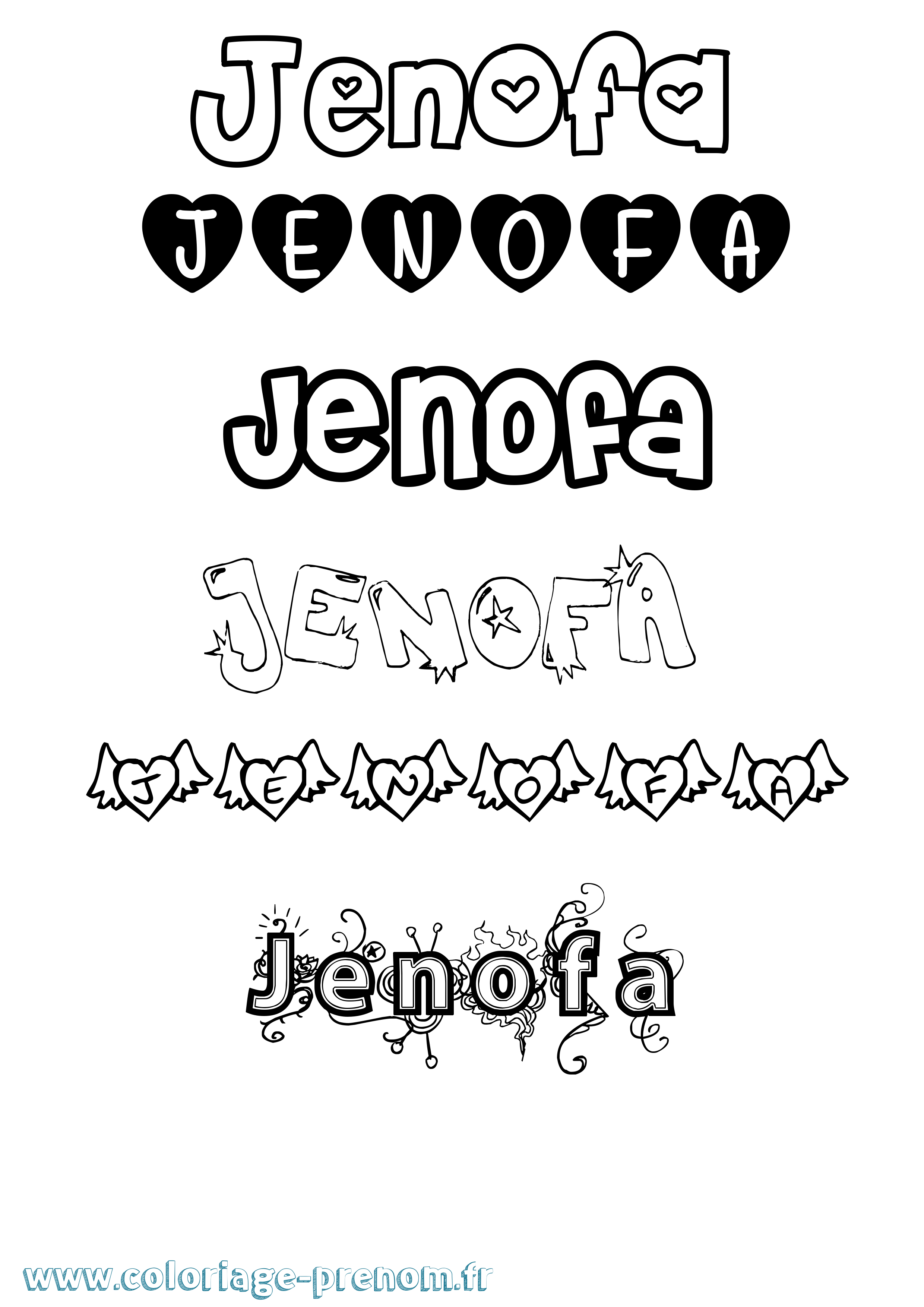 Coloriage Jenofa Girly Coloriage prénom Jenofa Girly