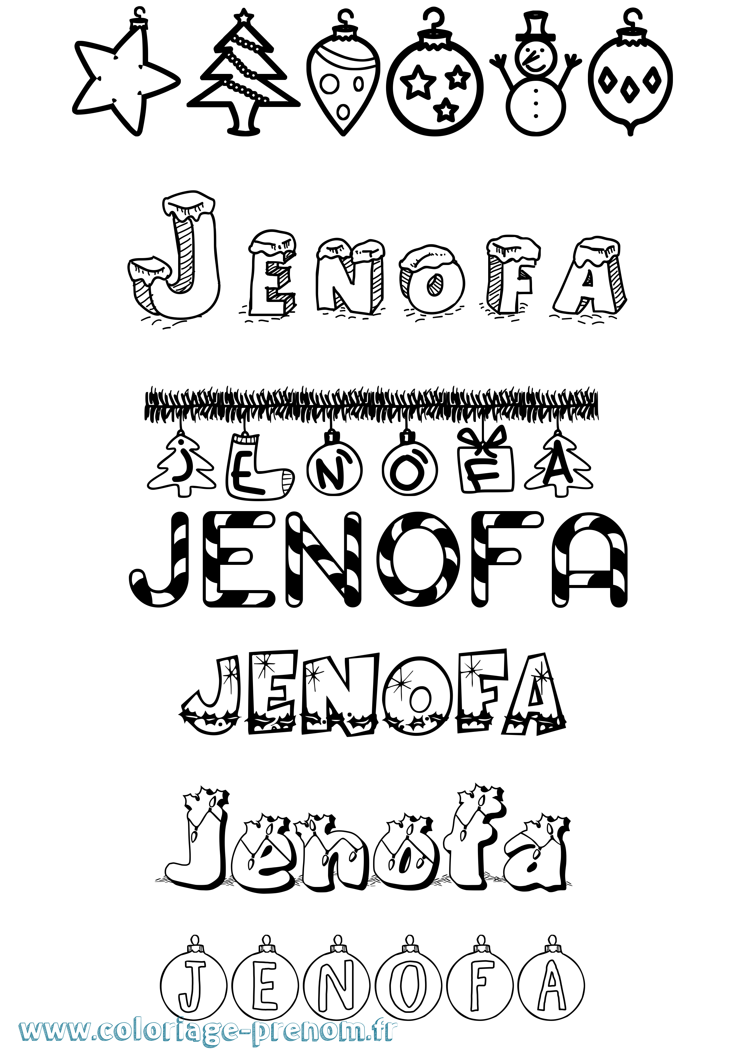 Coloriage Jenofa Noël Coloriage prénom Jenofa Noël