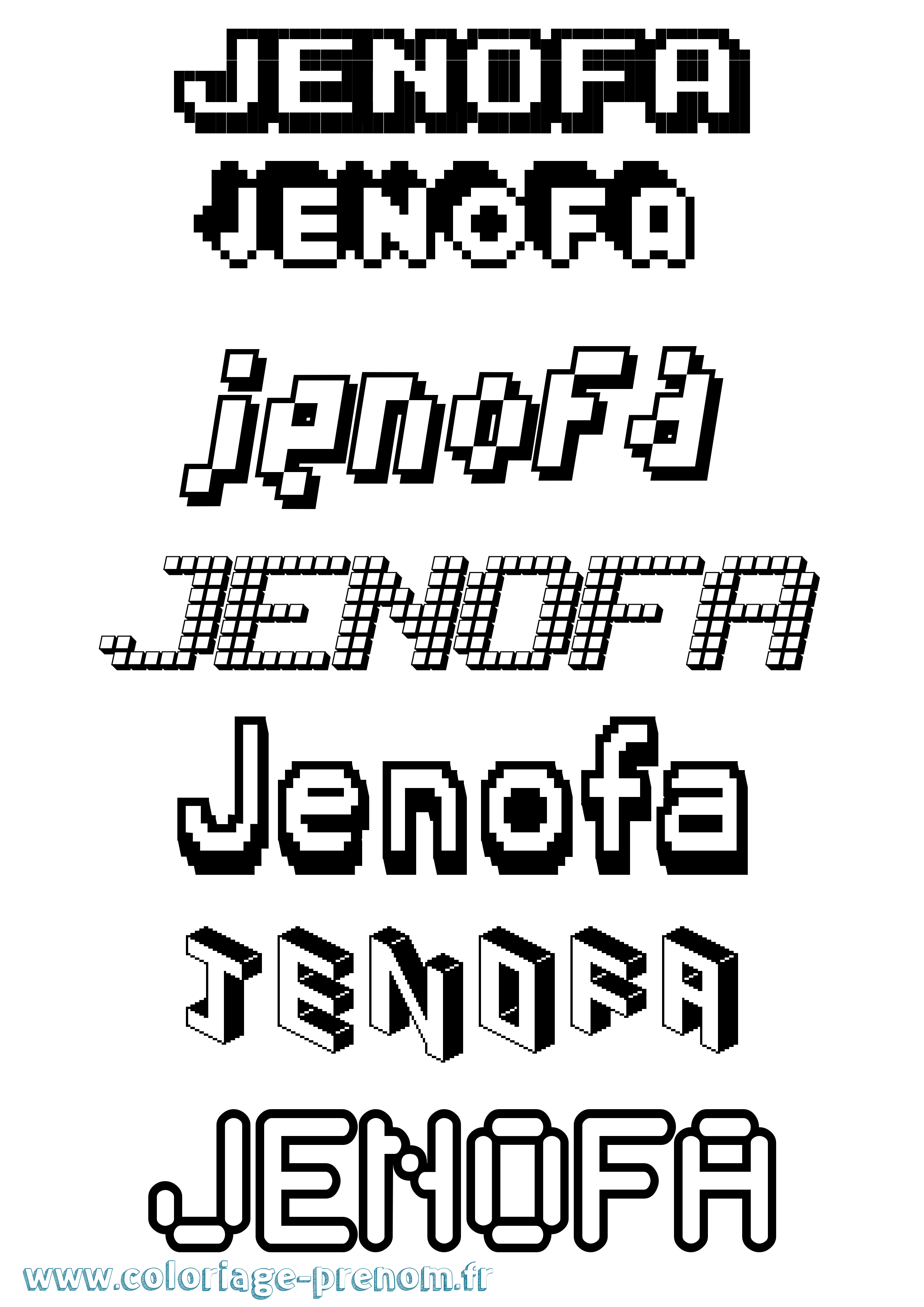 Coloriage Jenofa Pixel Coloriage prénom Jenofa Pixel