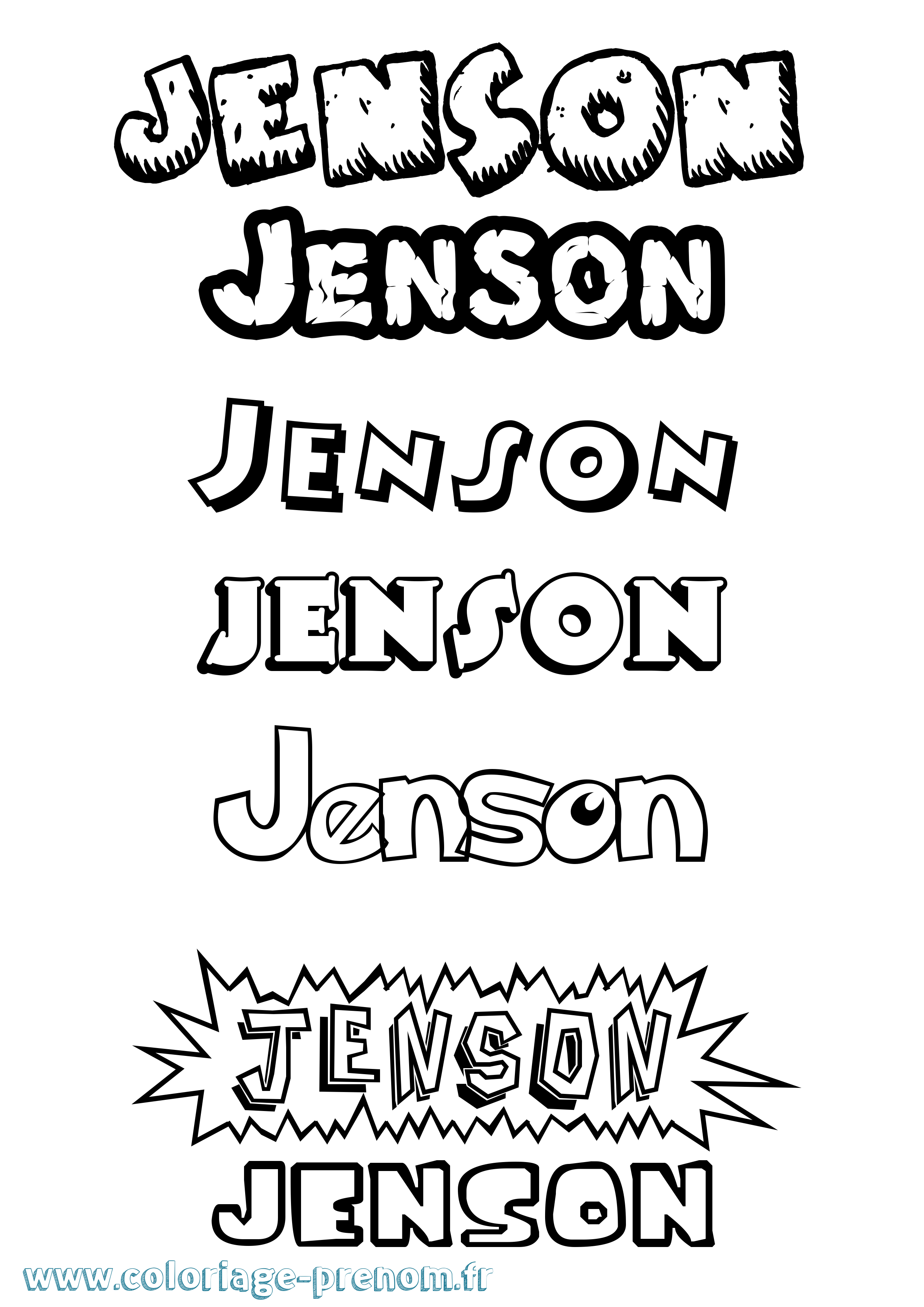Coloriage Jenson Dessin Animé Coloriage prénom Jenson Dessin Animé