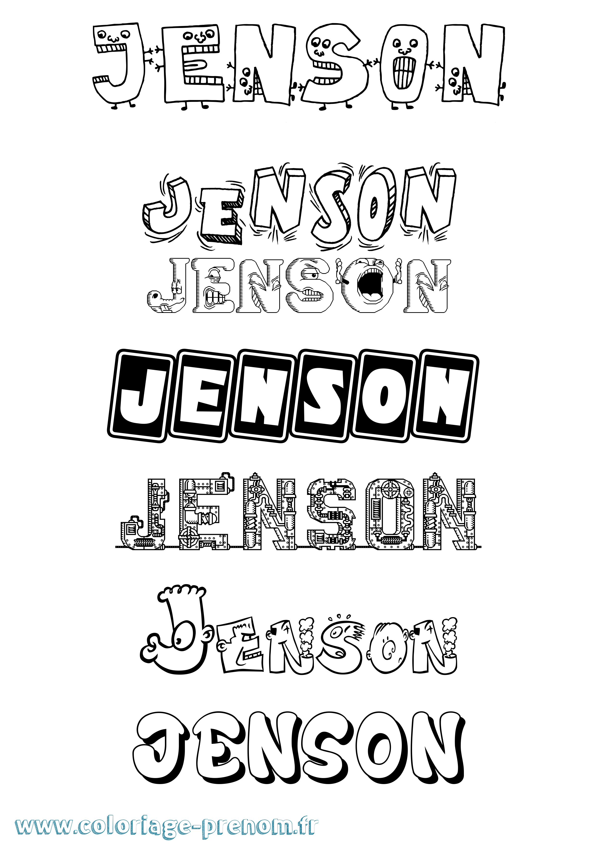 Coloriage Jenson Fun Coloriage prénom Jenson Fun