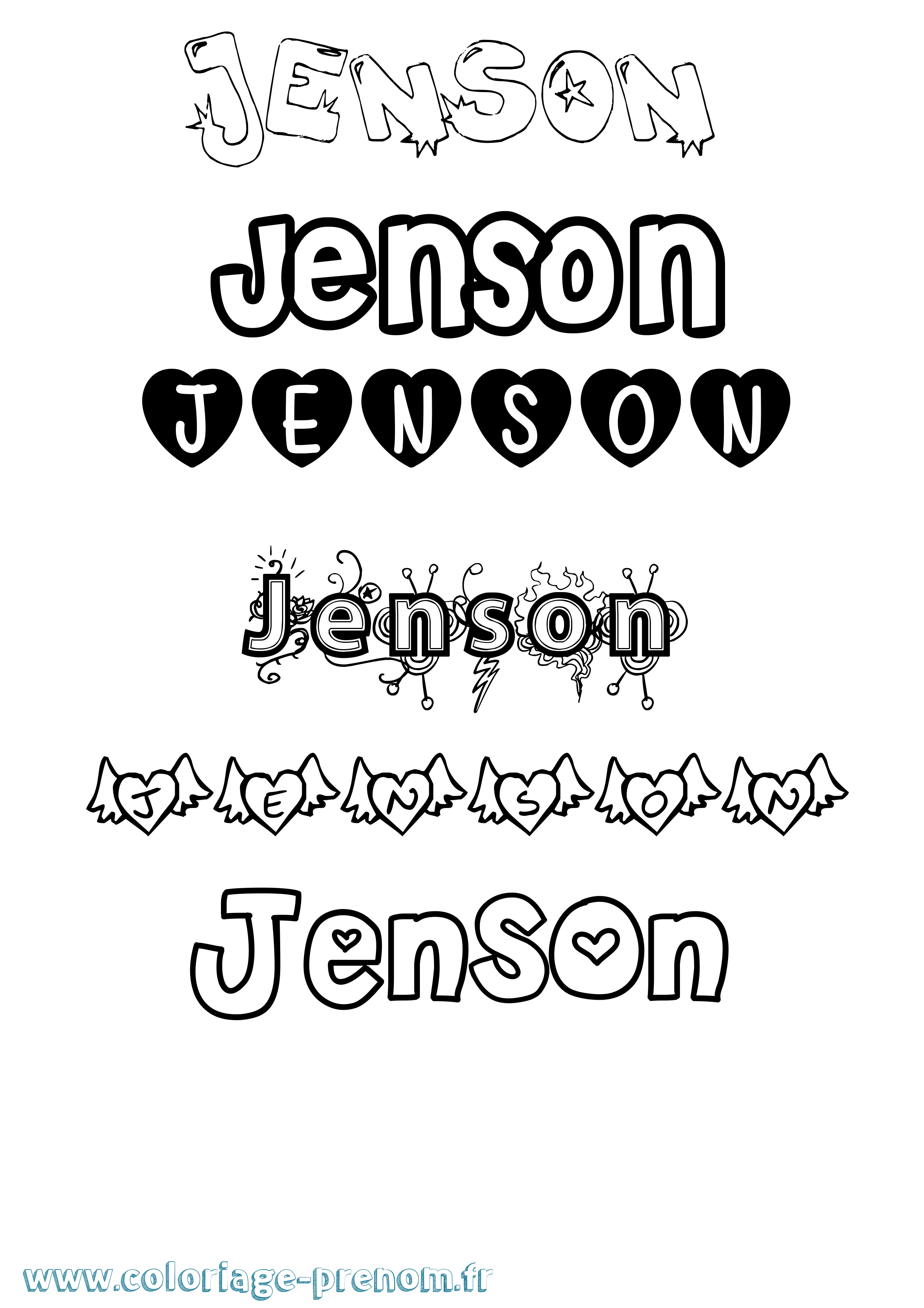 Coloriage Jenson Girly Coloriage prénom Jenson Girly