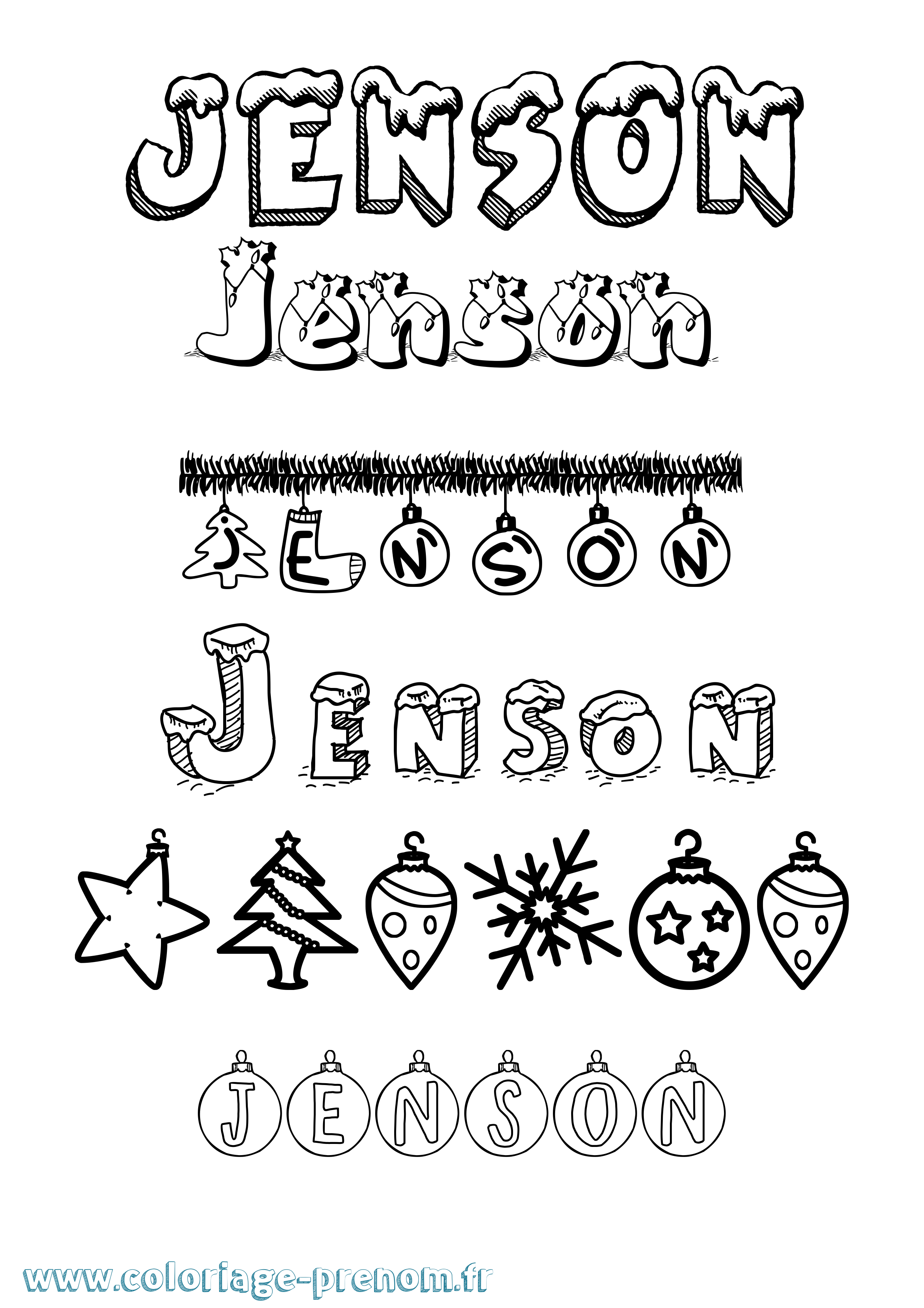 Coloriage Jenson Noël Coloriage prénom Jenson Noël