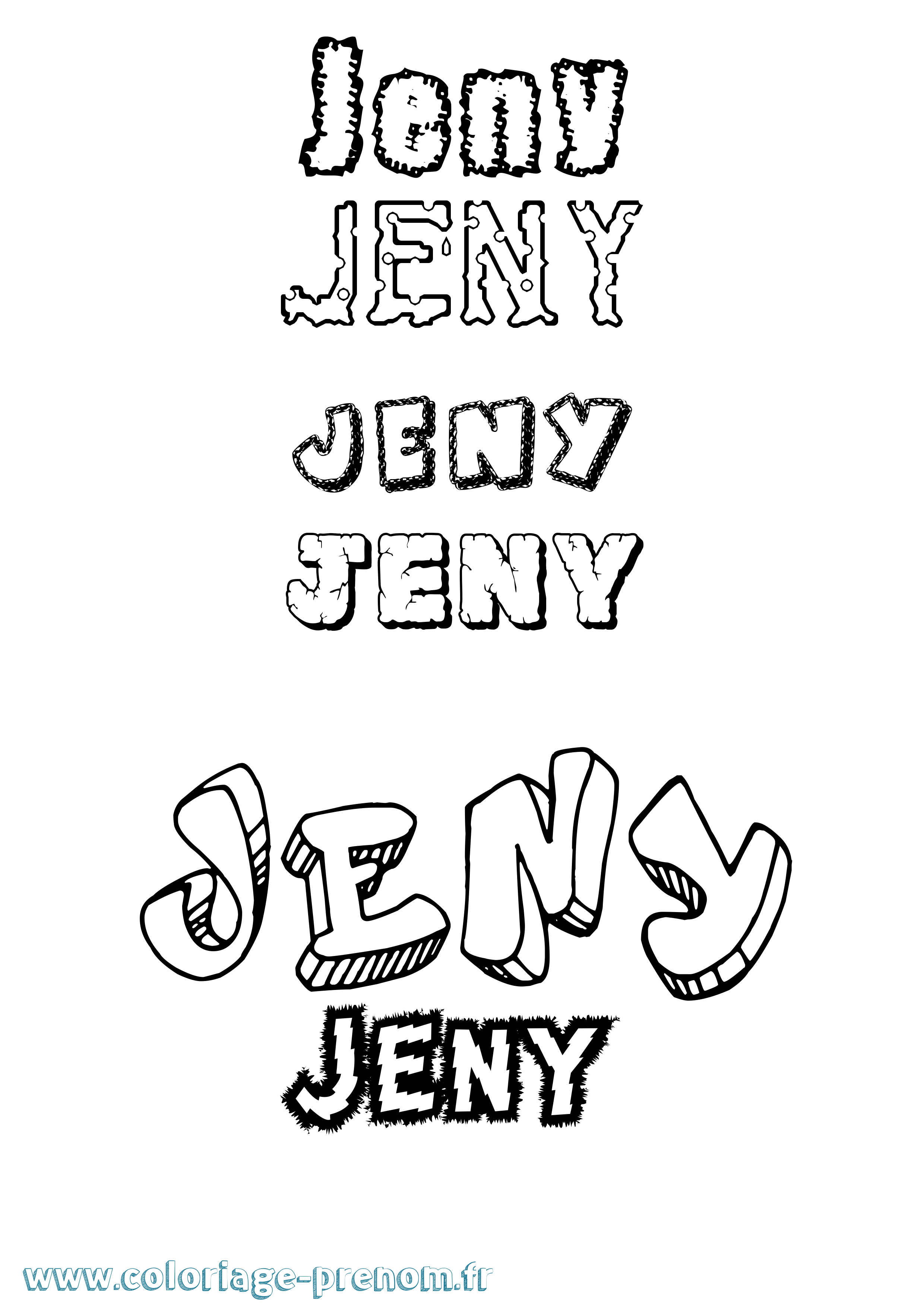 Coloriage Jeny Destructuré Coloriage prénom Jeny Destructuré
