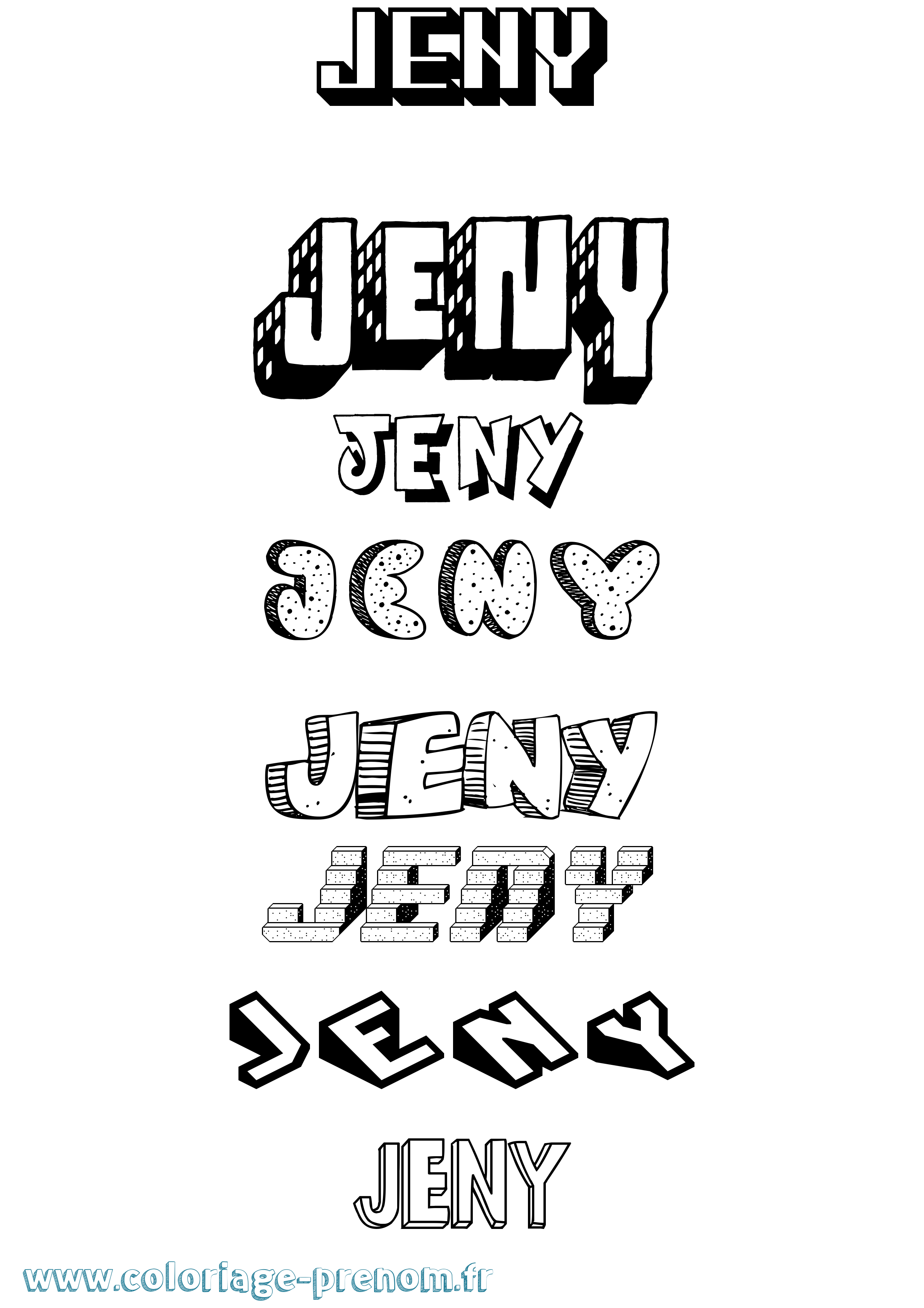 Coloriage Jeny Effet 3D Coloriage prénom Jeny Effet 3D