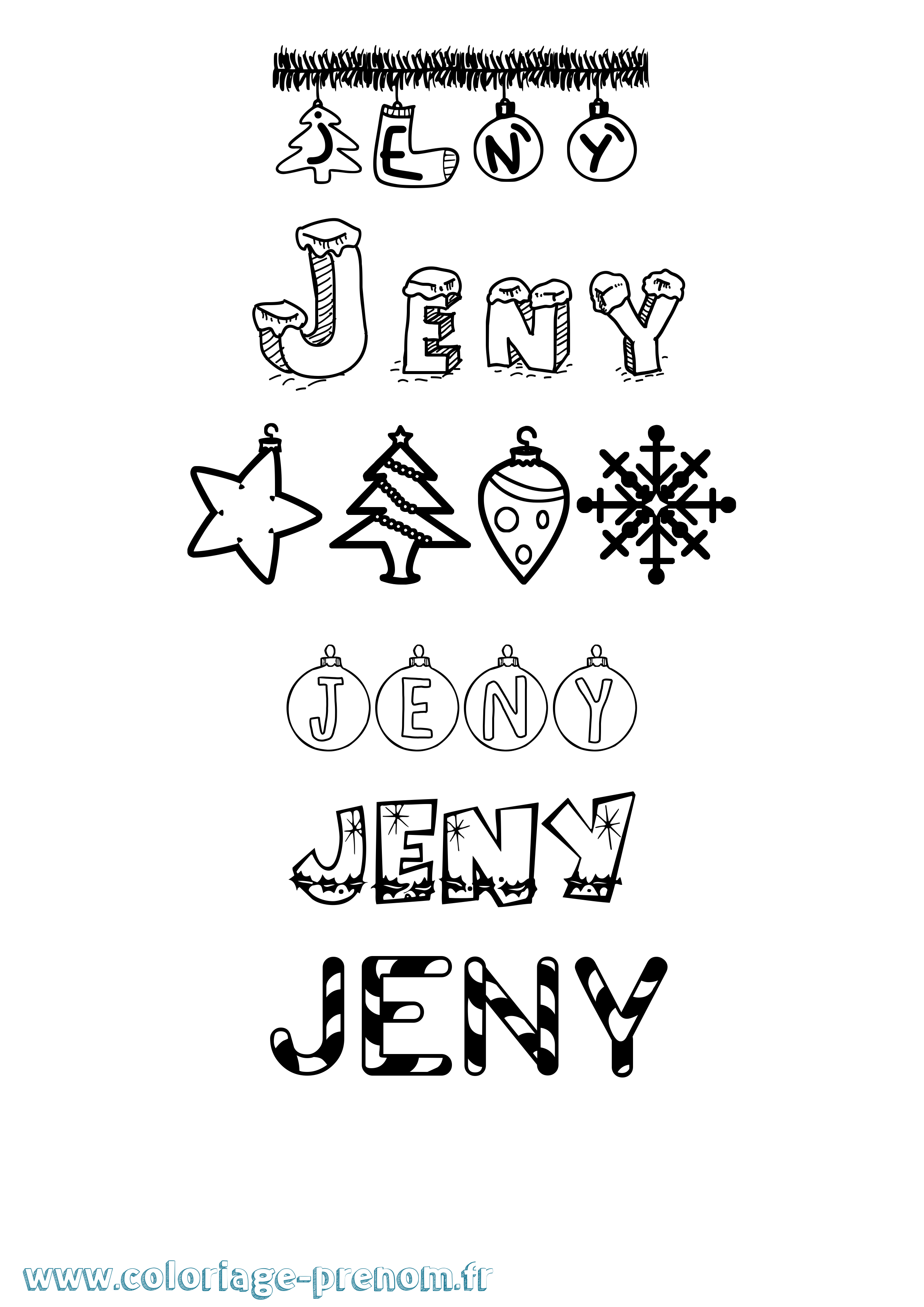 Coloriage Jeny Noël Coloriage prénom Jeny Noël