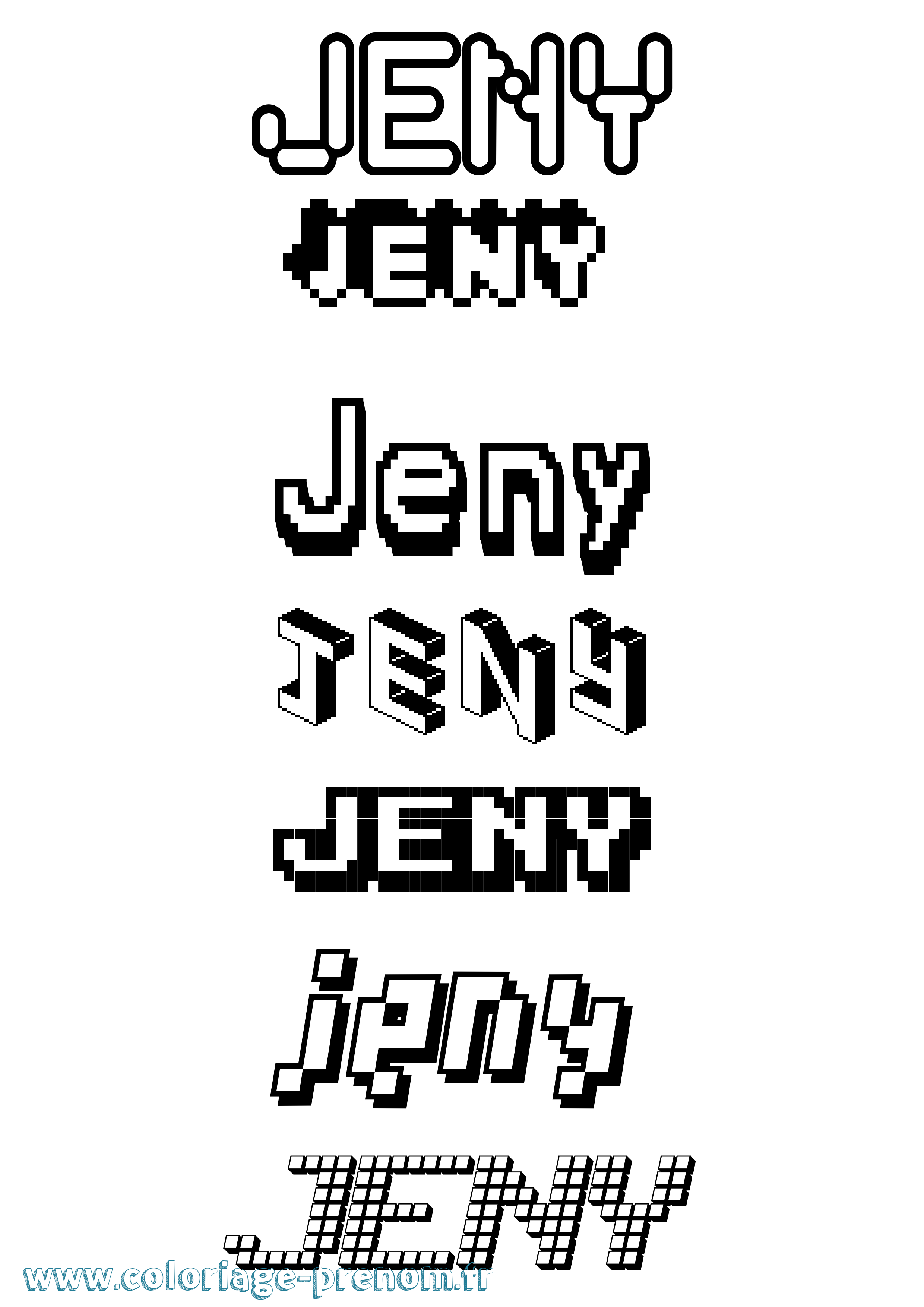 Coloriage Jeny Pixel Coloriage prénom Jeny Pixel