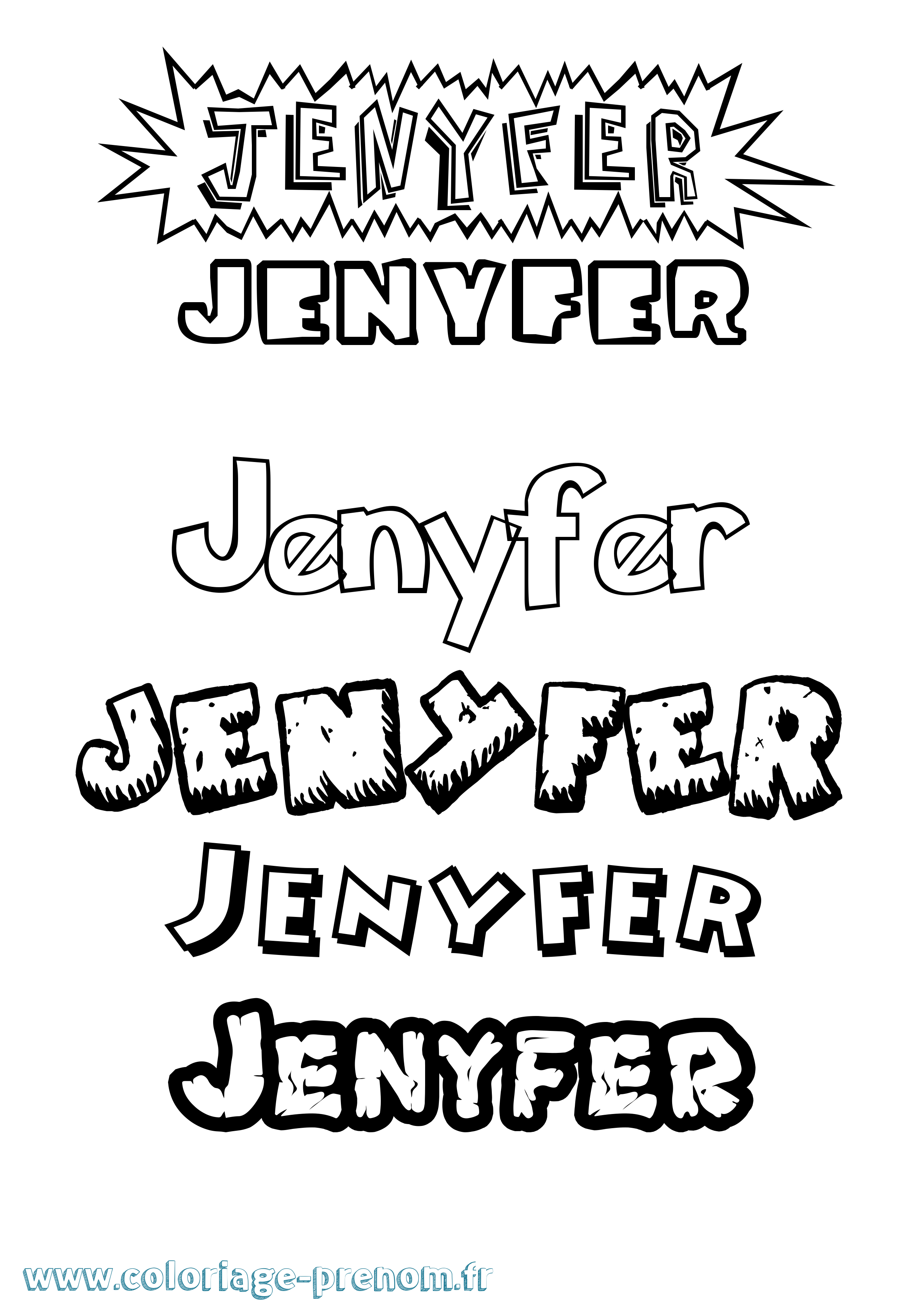Coloriage Jenyfer Dessin Animé Coloriage prénom Jenyfer Dessin Animé