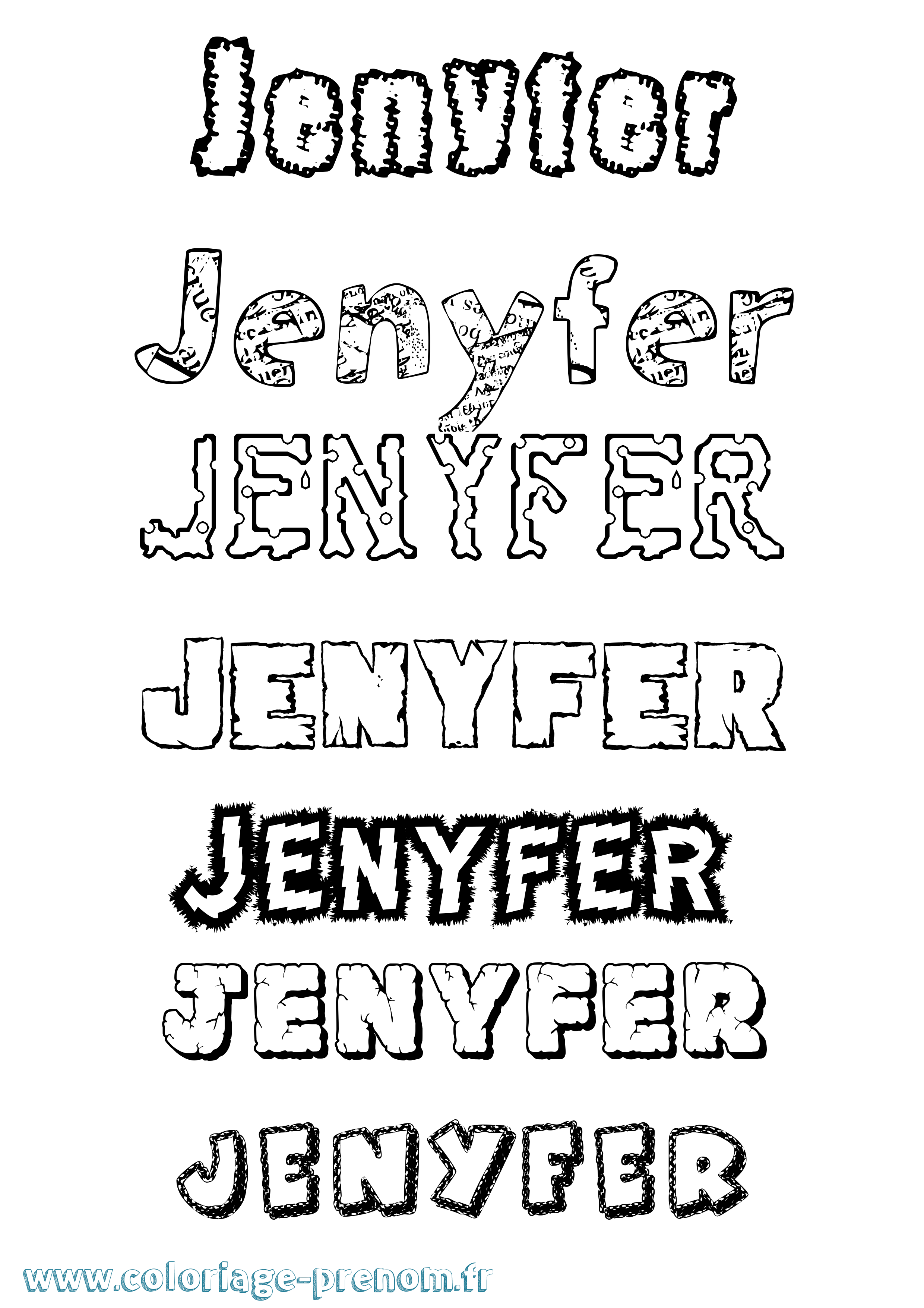 Coloriage Jenyfer Destructuré Coloriage prénom Jenyfer Destructuré