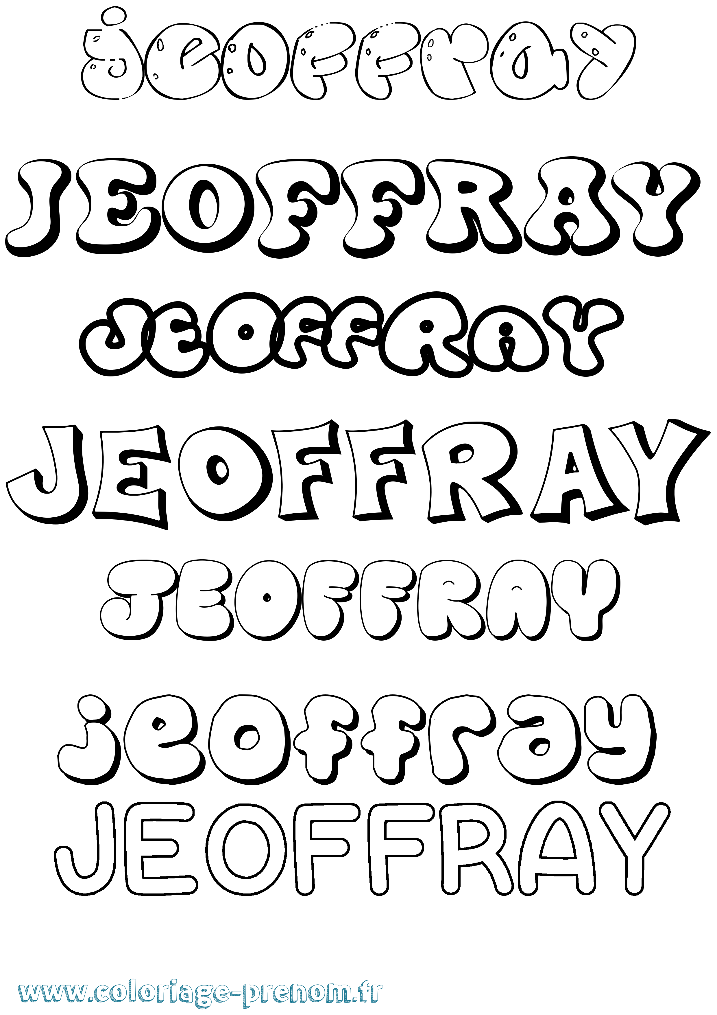 Coloriage Jeoffray Bubble Coloriage prénom Jeoffray Bubble