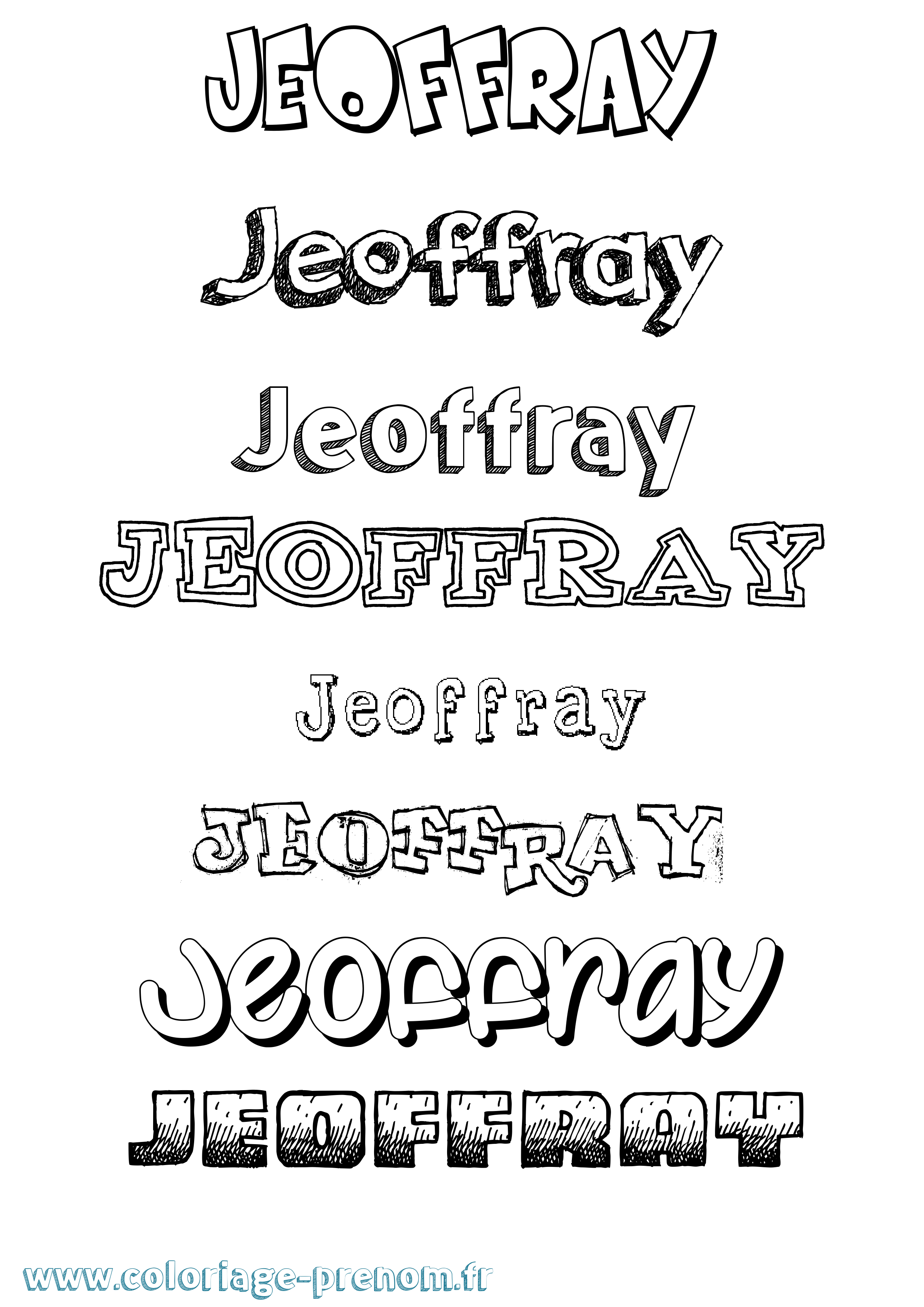 Coloriage Jeoffray Dessiné Coloriage prénom Jeoffray Dessiné