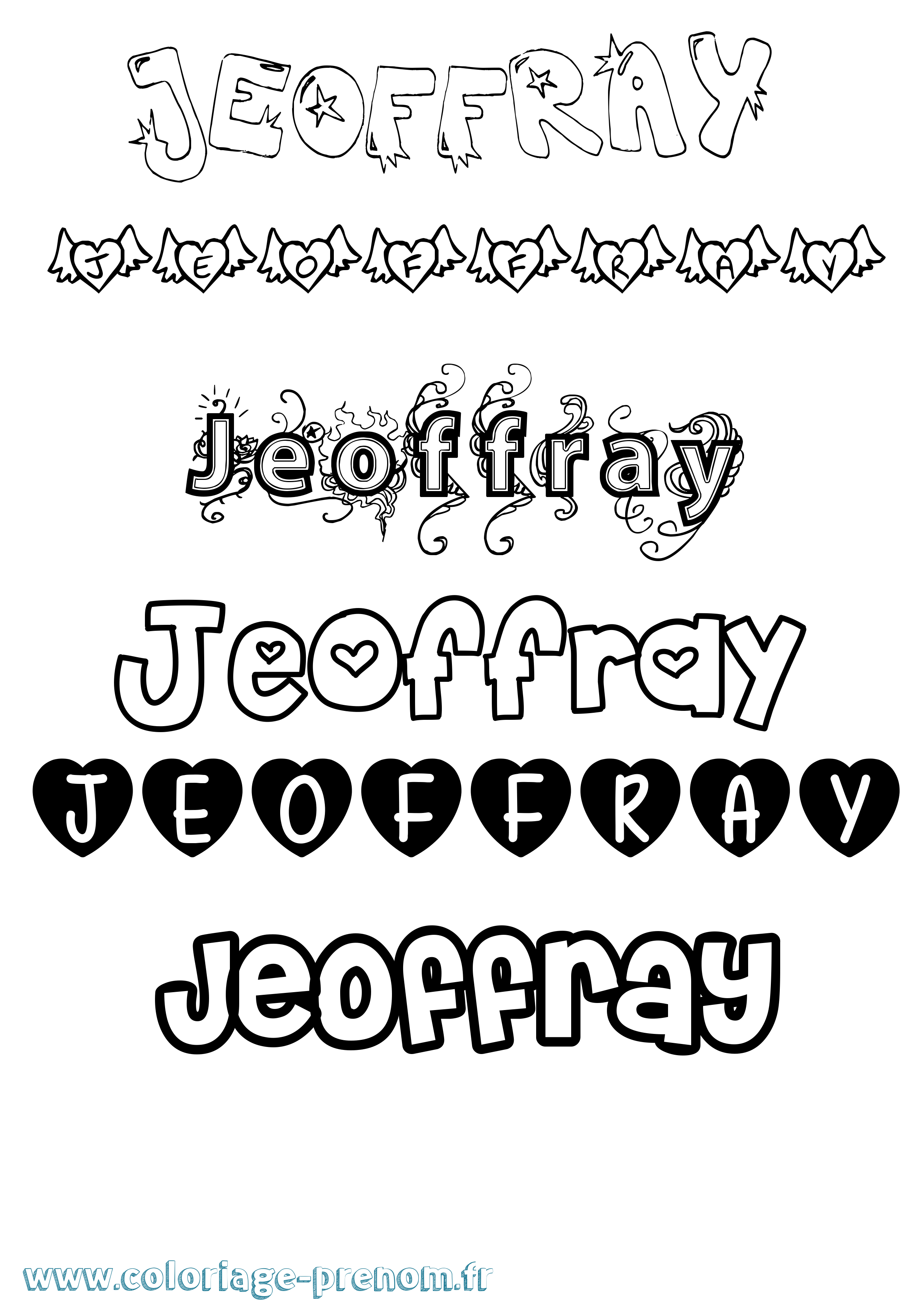 Coloriage Jeoffray Girly Coloriage prénom Jeoffray Girly