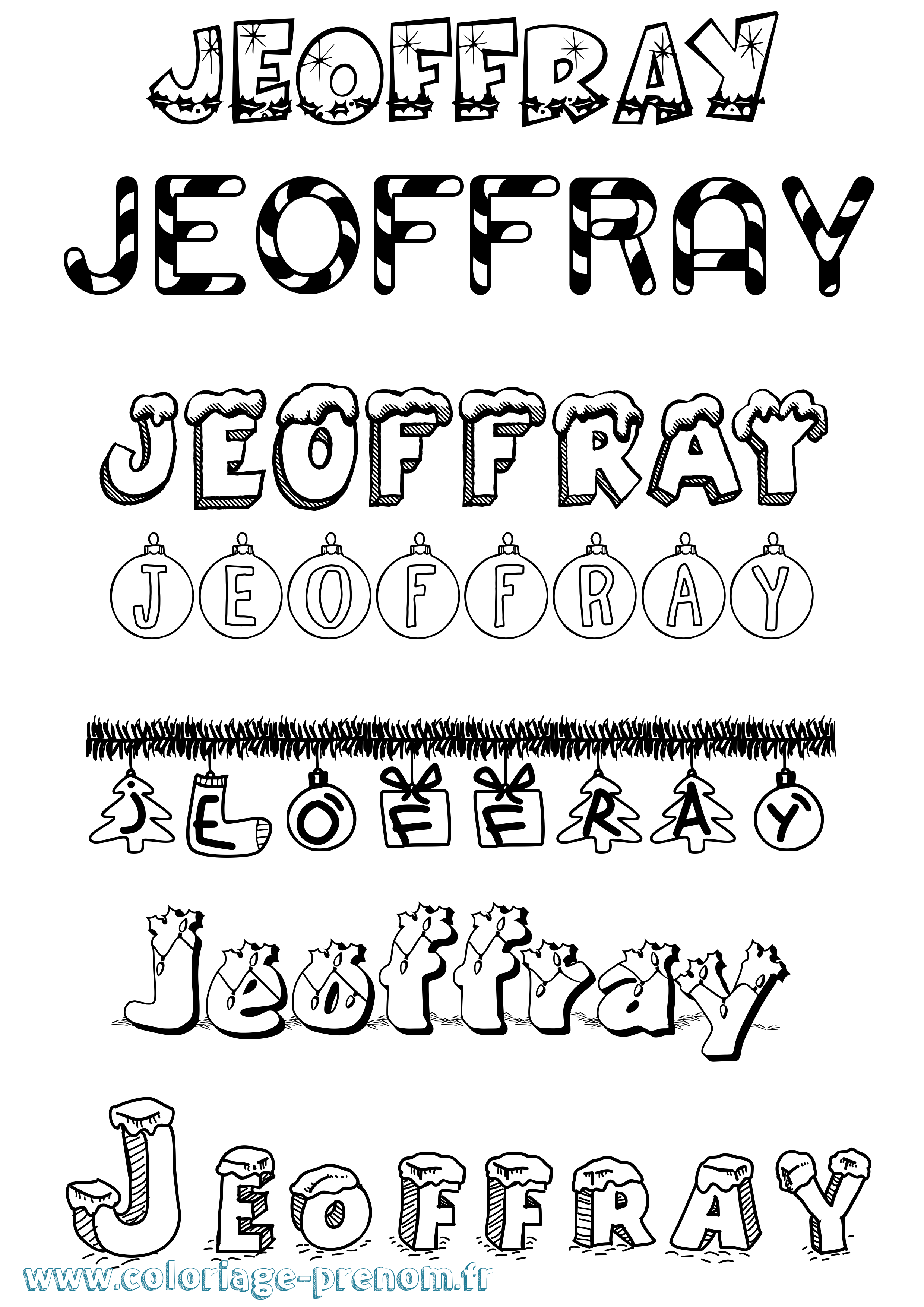 Coloriage Jeoffray Noël Coloriage prénom Jeoffray Noël