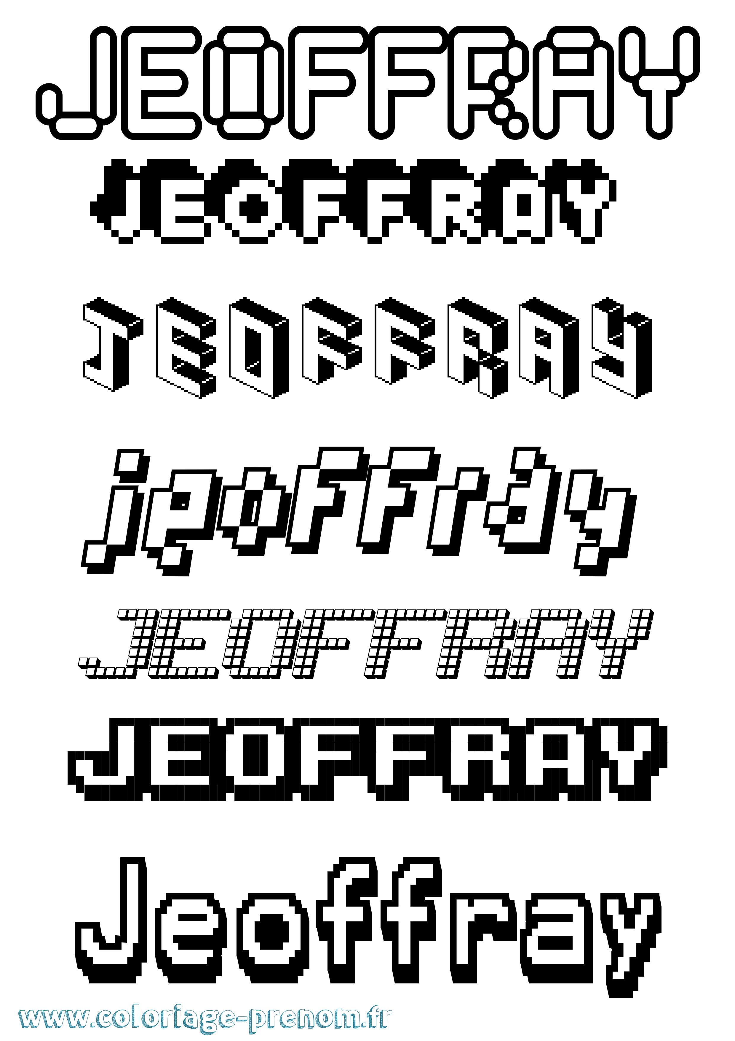Coloriage Jeoffray Pixel Coloriage prénom Jeoffray Pixel