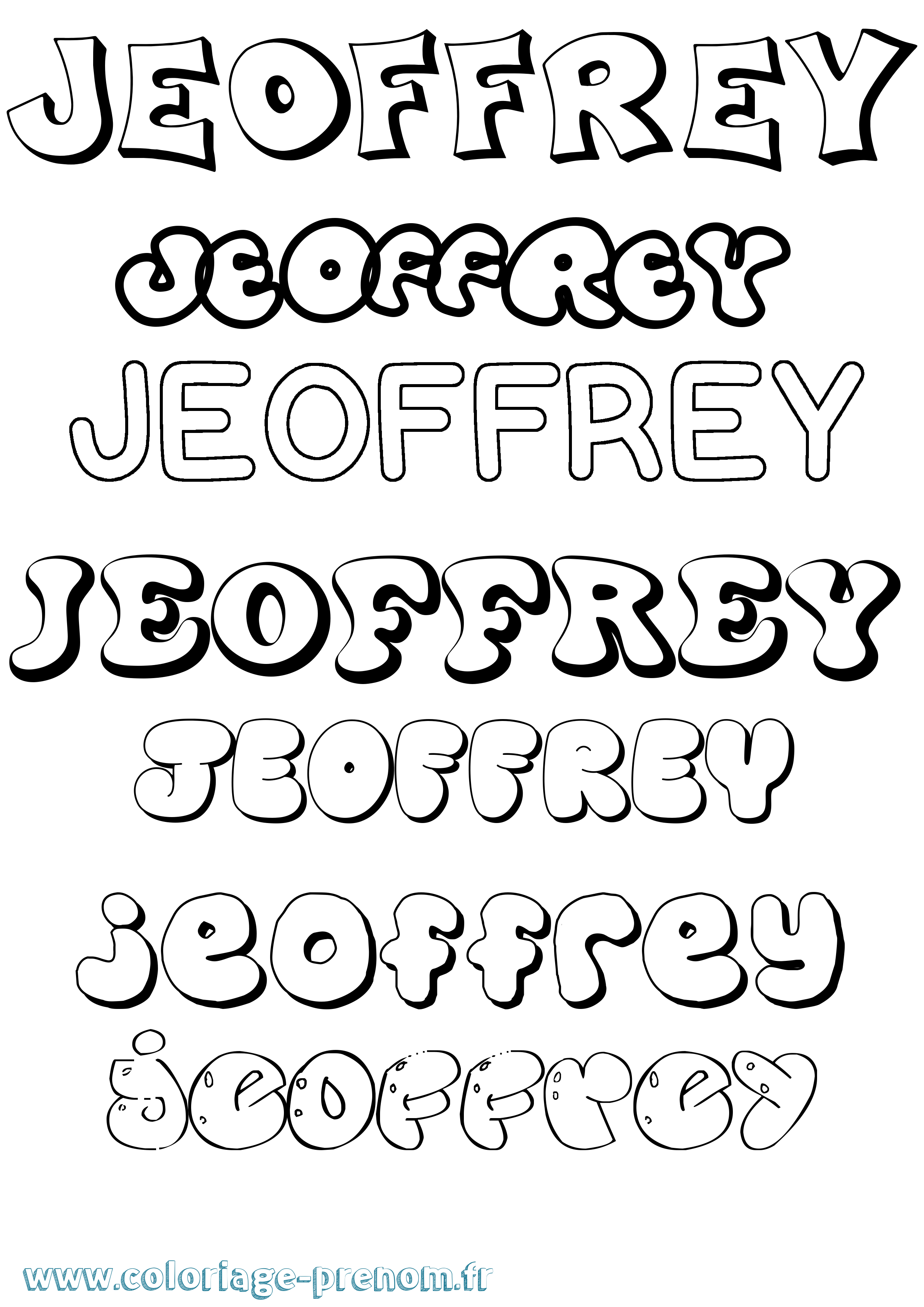 Coloriage Jeoffrey Bubble Coloriage prénom Jeoffrey Bubble
