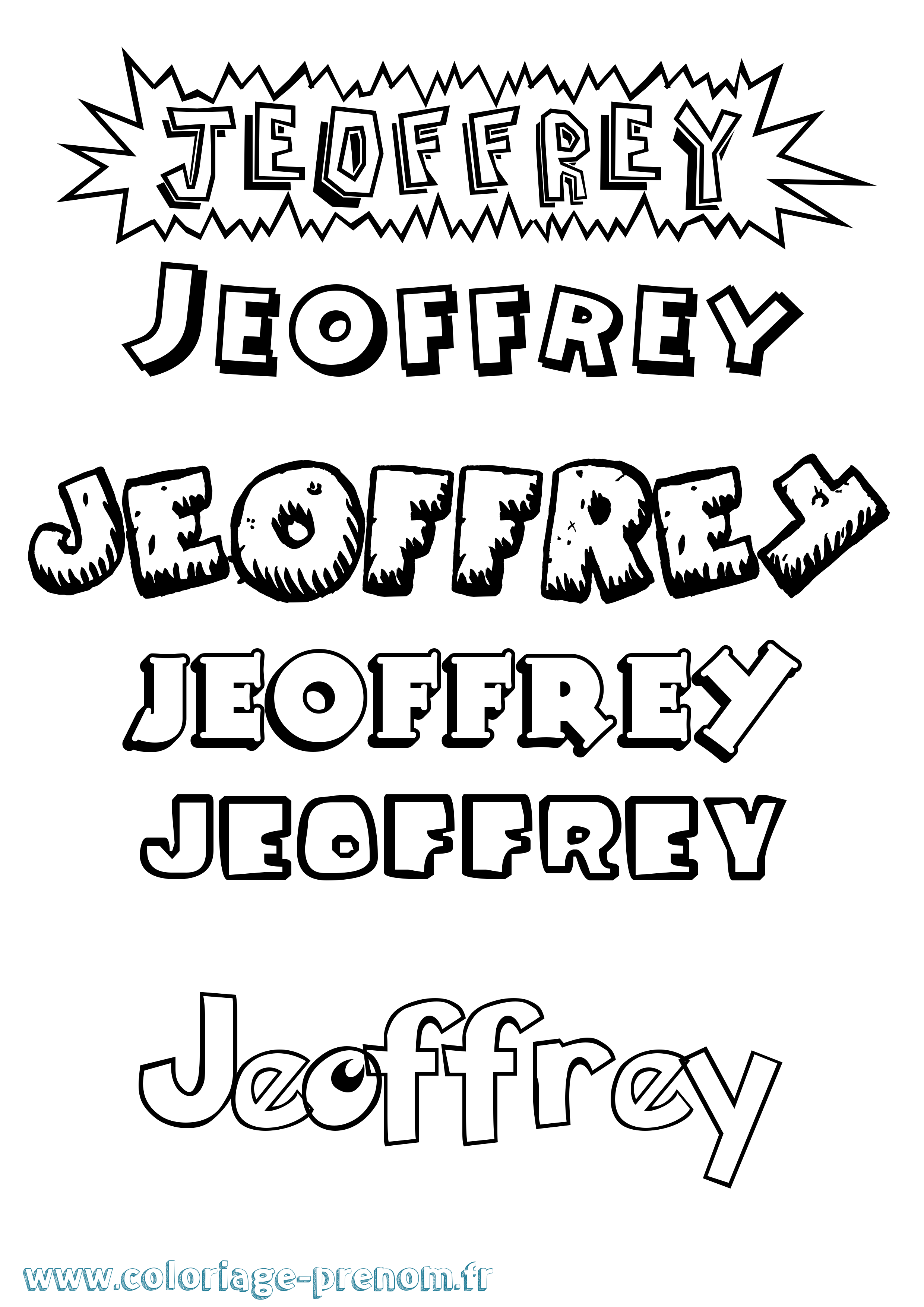 Coloriage Jeoffrey Dessin Animé Coloriage prénom Jeoffrey Dessin Animé