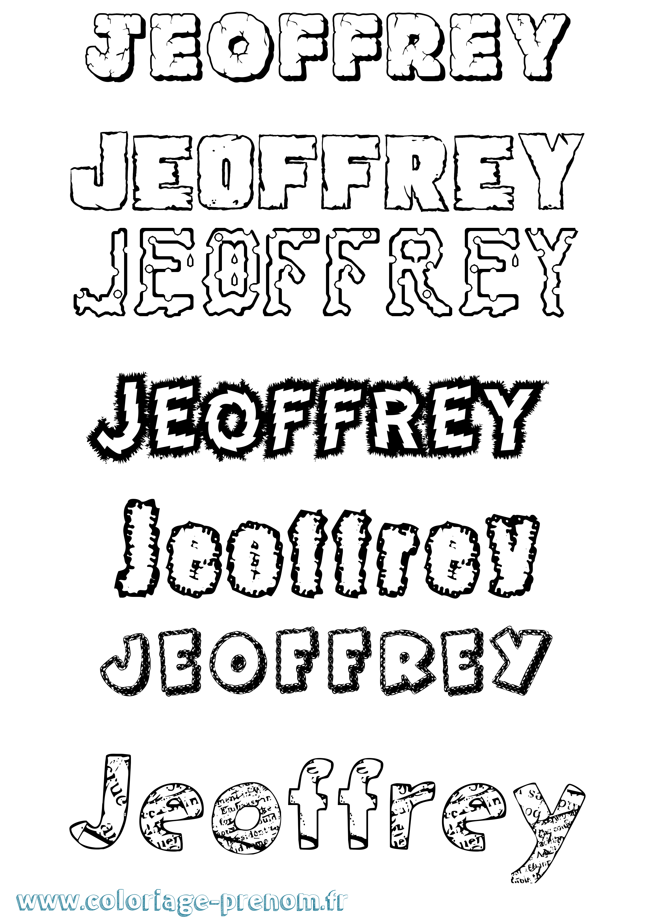 Coloriage Jeoffrey Destructuré Coloriage prénom Jeoffrey Destructuré